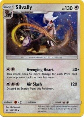 Silvally (Cosmos Holo) 184/236 card from Blister Exclusives