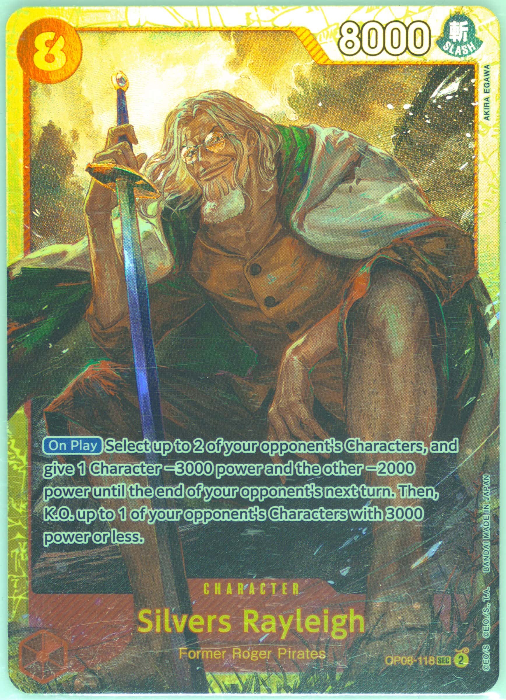 Silvers Rayleigh OP08-118 card from Two Legends