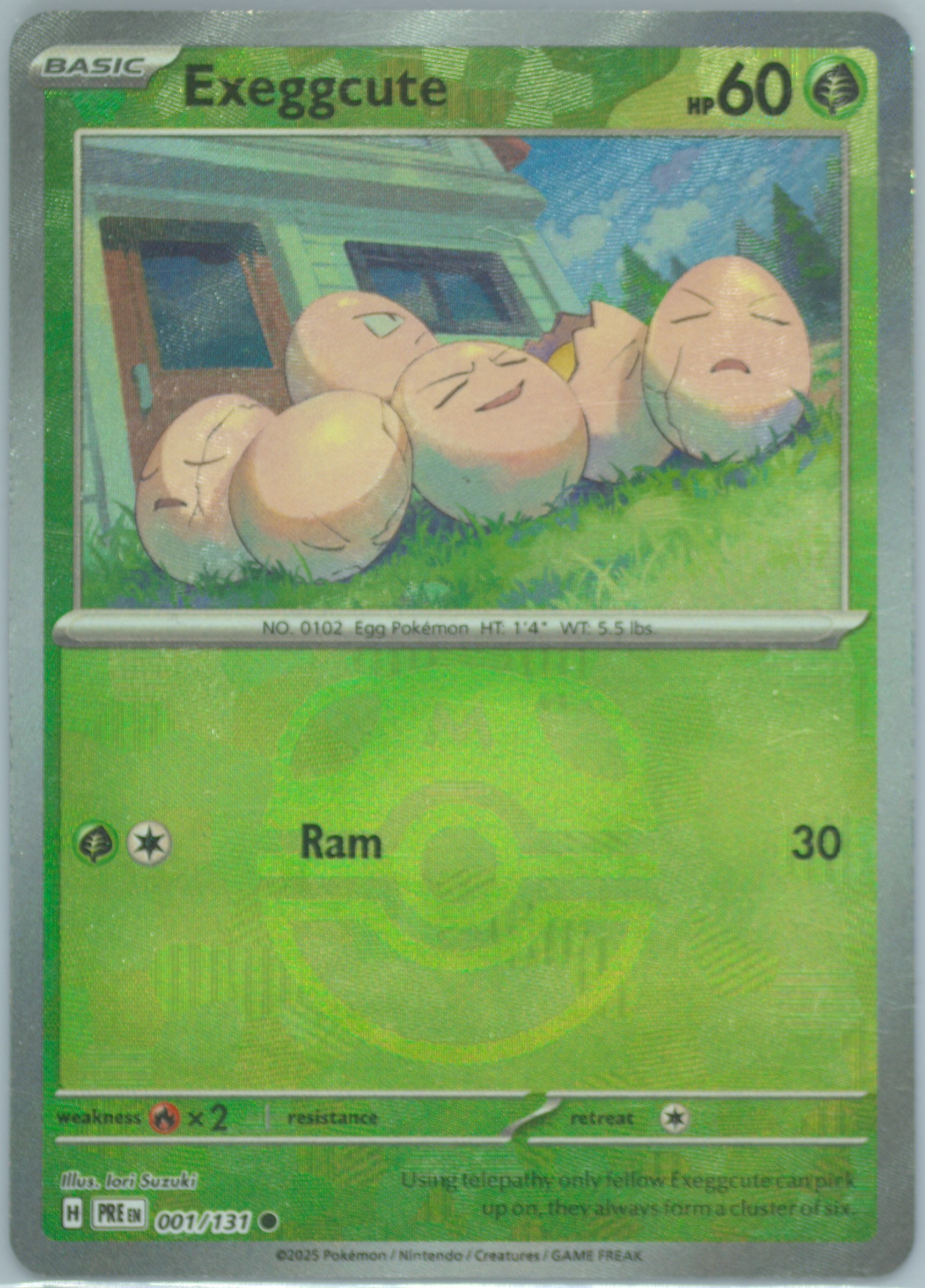 Exeggcute (Master Ball Pattern) 001/131 card from SV: Prismatic Evolutions