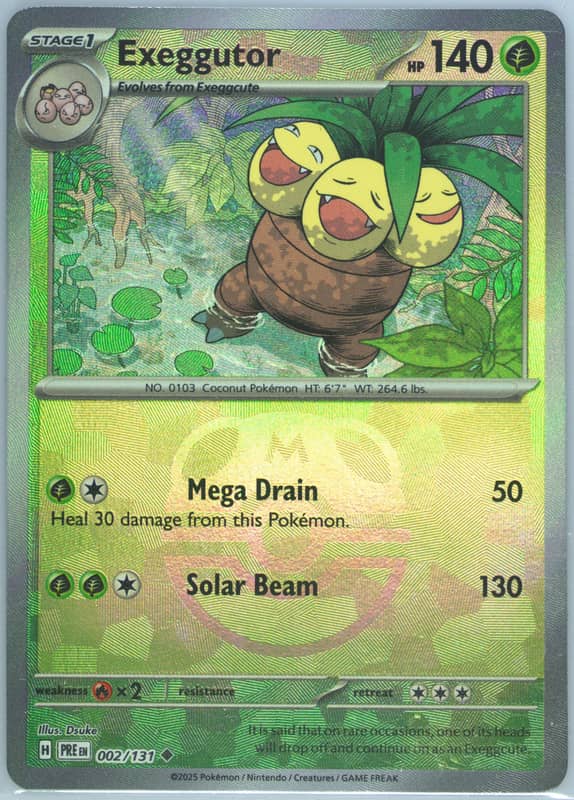 Exeggutor (Master Ball Pattern) 002/131 card from SV: Prismatic Evolutions