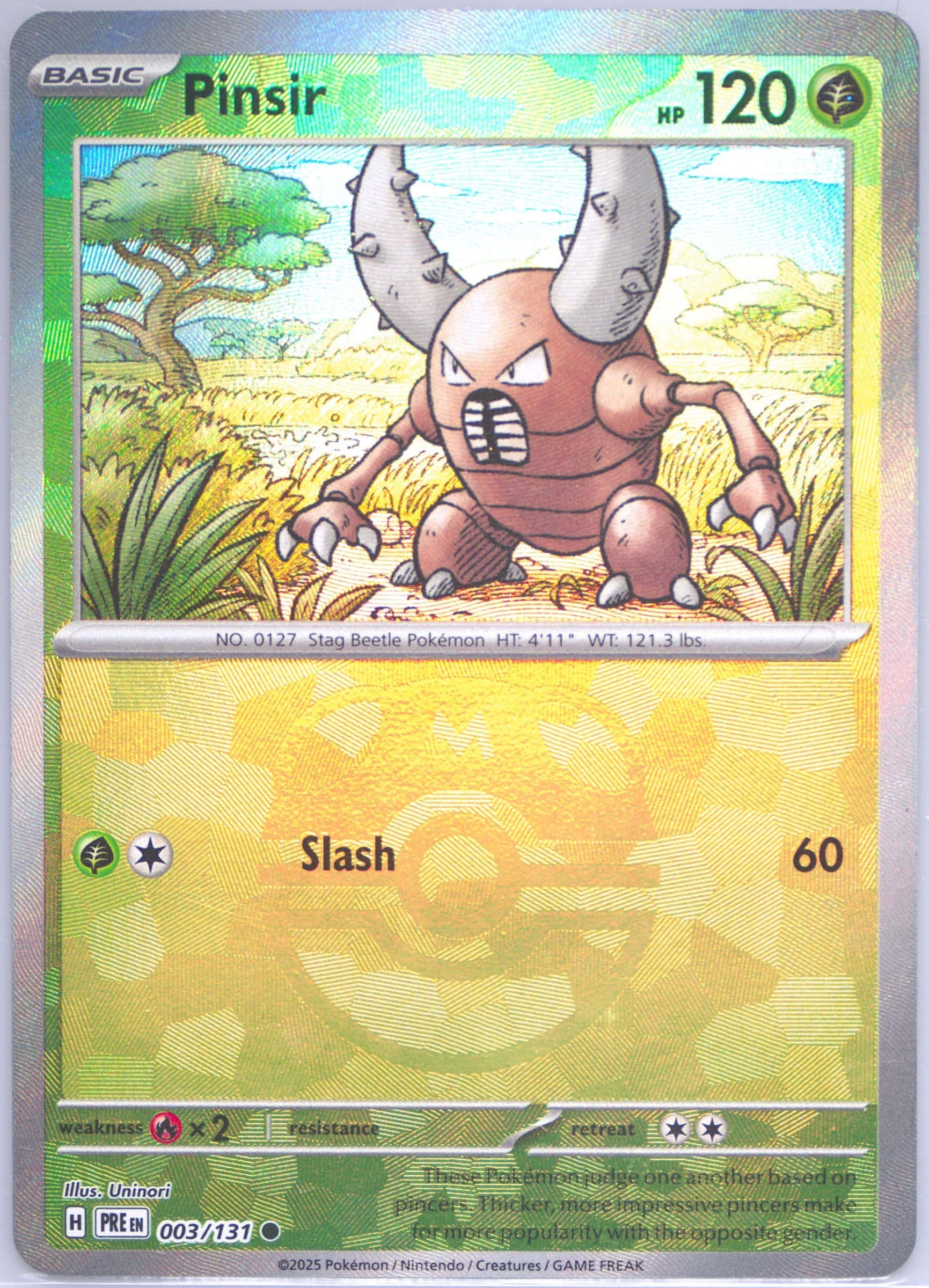 Pinsir (Master Ball Pattern) 003/131 card from SV: Prismatic Evolutions