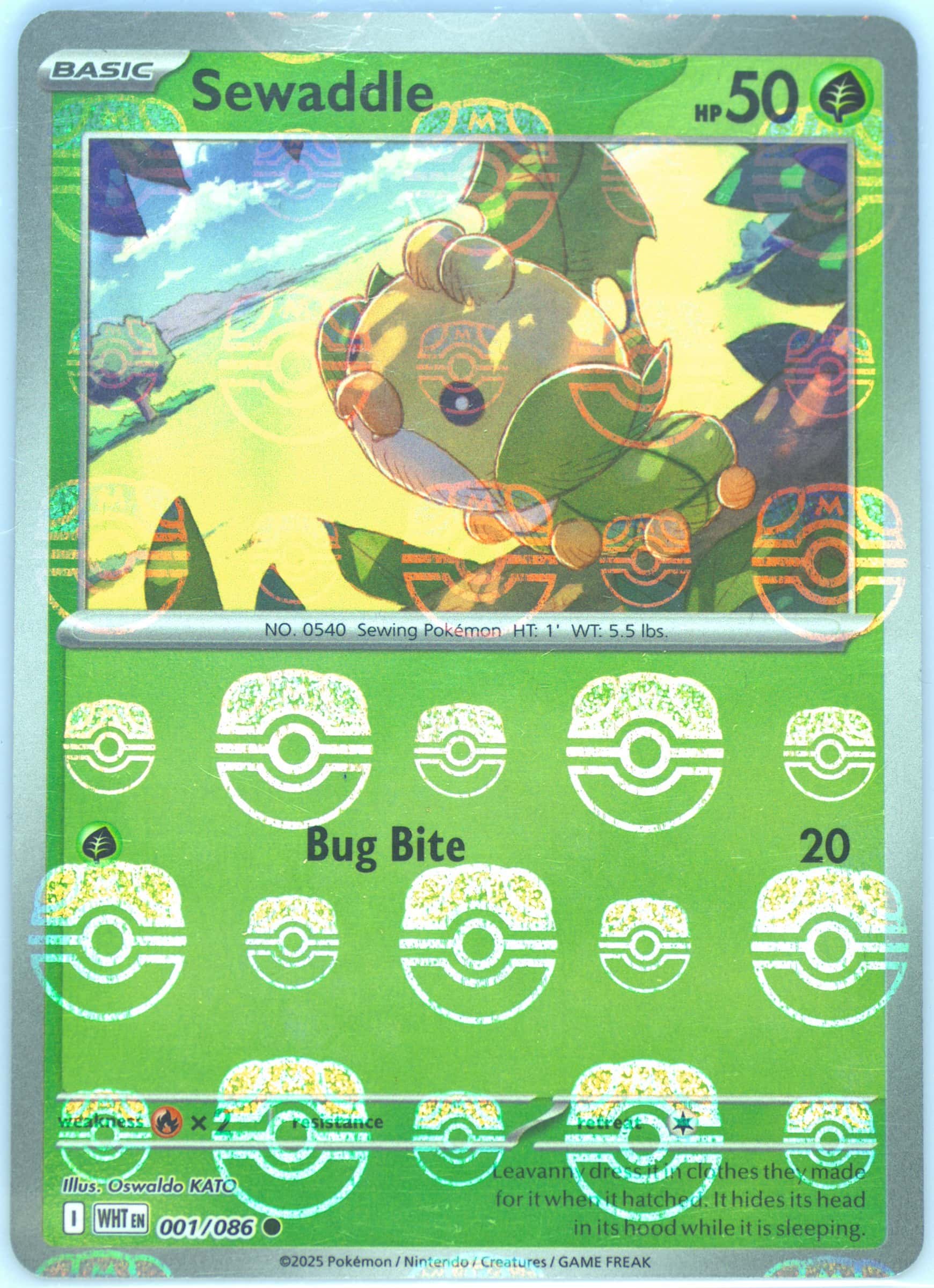 Sewaddle (Master Ball Pattern) 001/086 card from SV: White Flare