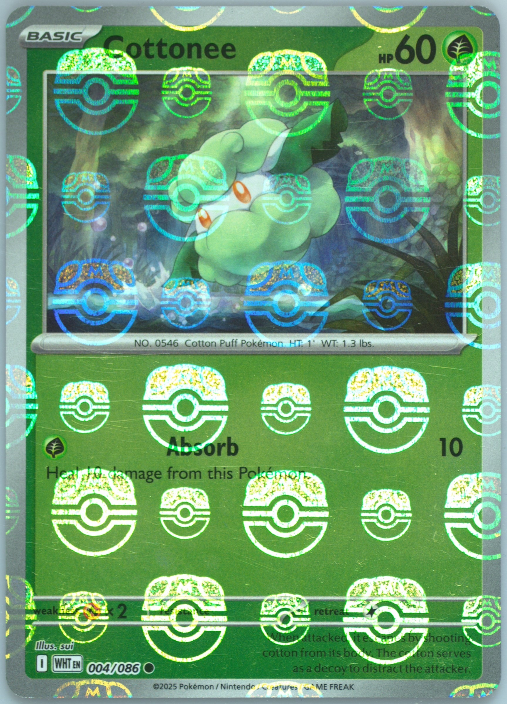 Cottonee (Master Ball Pattern) 004/086 card from SV: White Flare