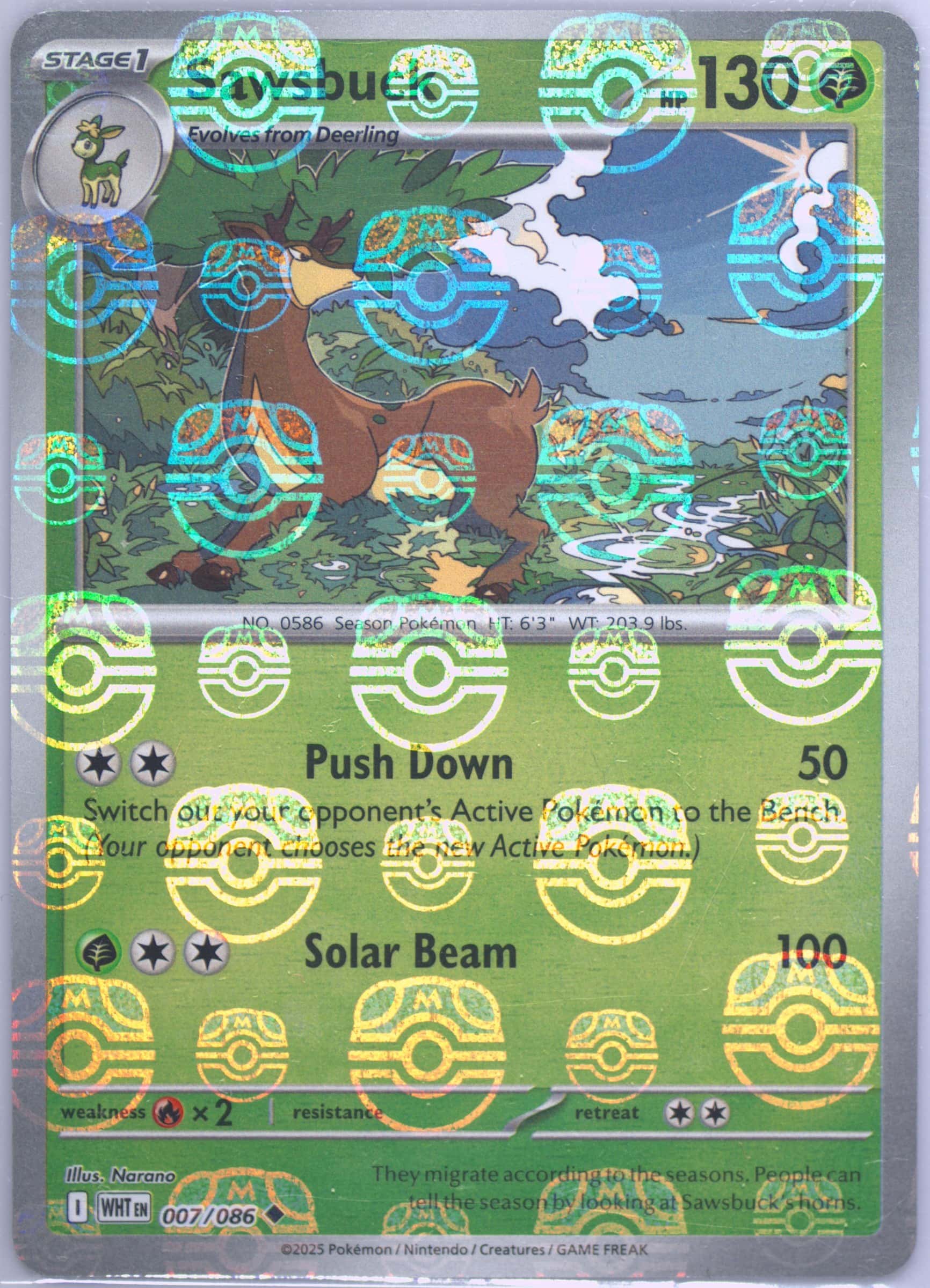 Sawsbuck (Master Ball Pattern) 007/086 card from SV: White Flare