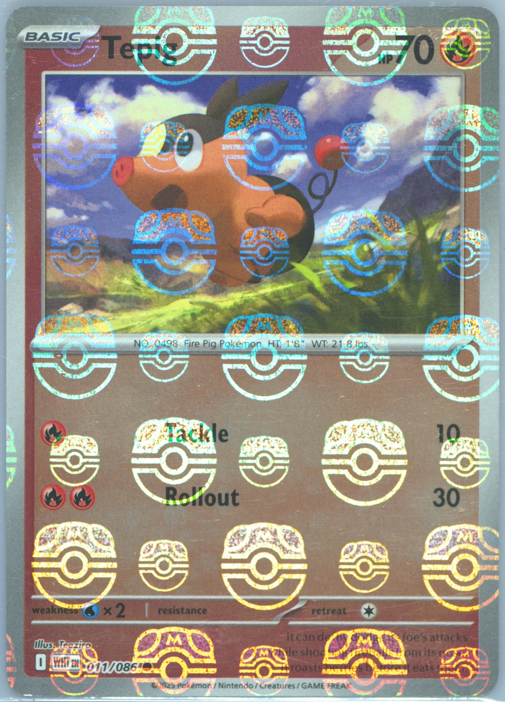 Tepig (Master Ball Pattern) 011/086 card from SV: White Flare
