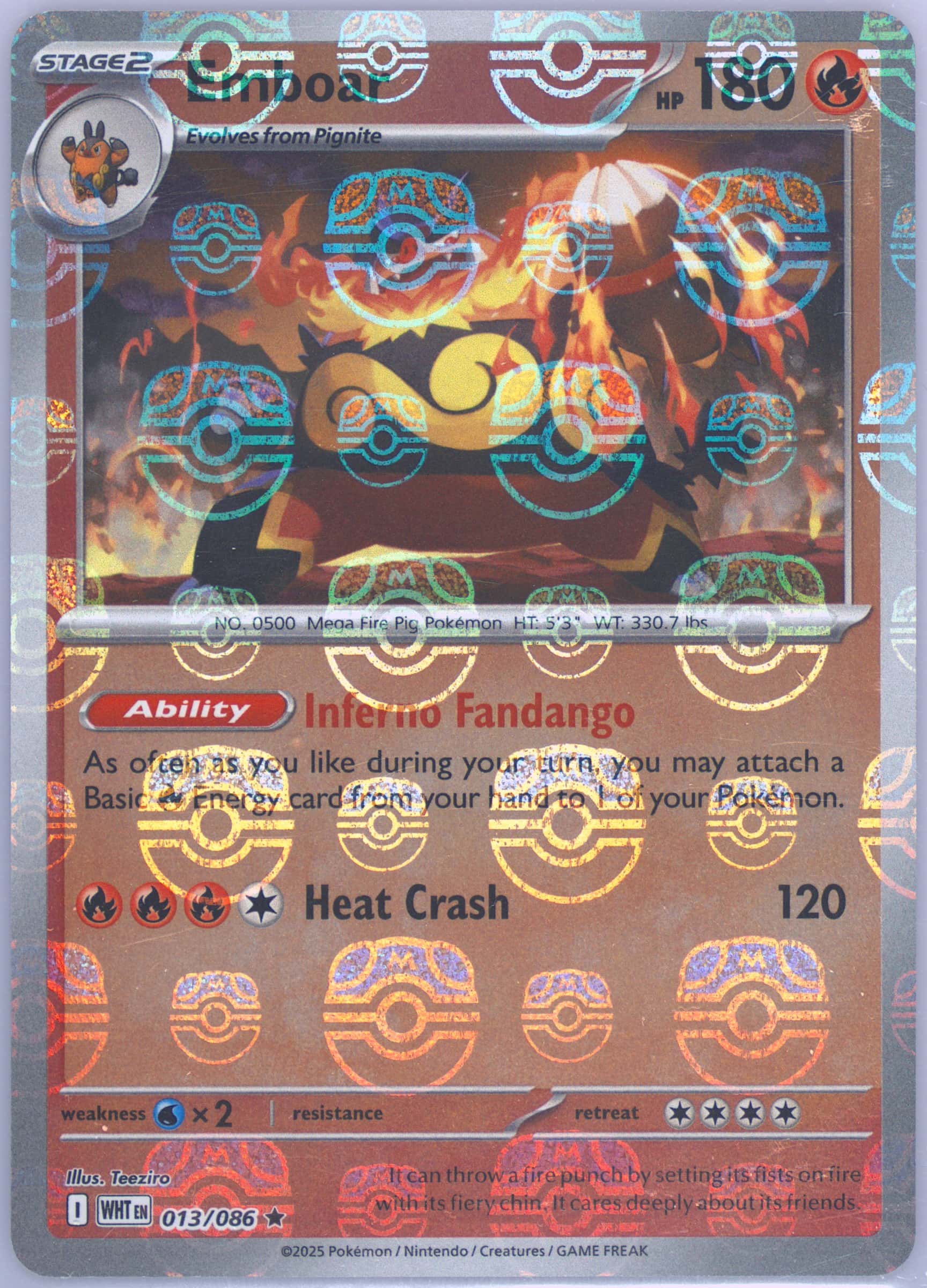 Emboar (Master Ball Pattern) 013/086 card from SV: White Flare