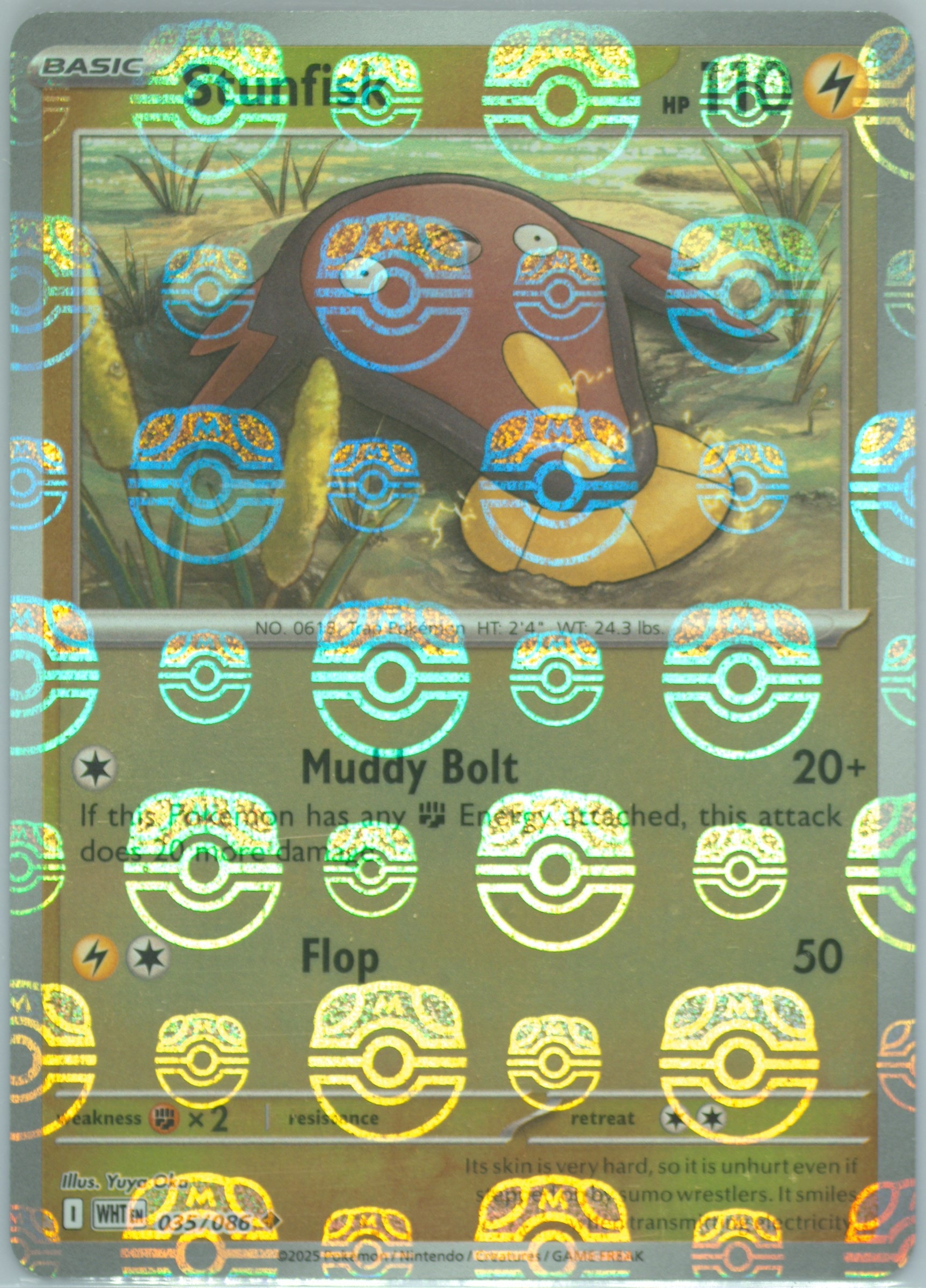 Stunfisk (Master Ball Pattern) 035/086 card from SV: White Flare
