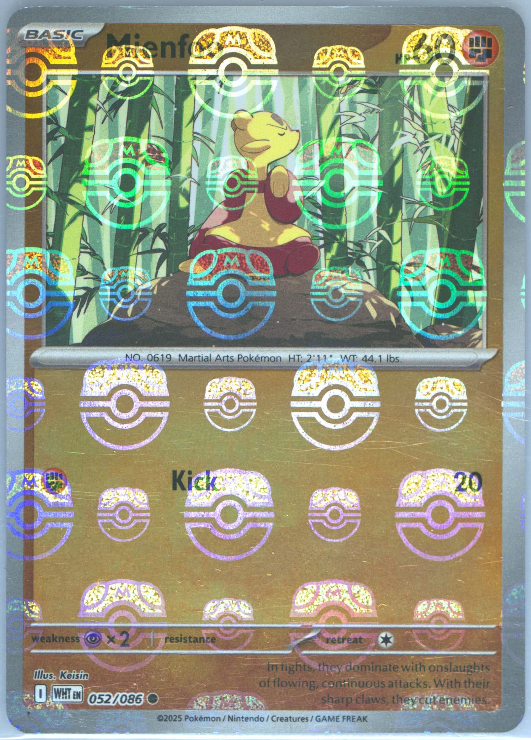 Mienfoo (Master Ball Pattern) 052/086 card from SV: White Flare