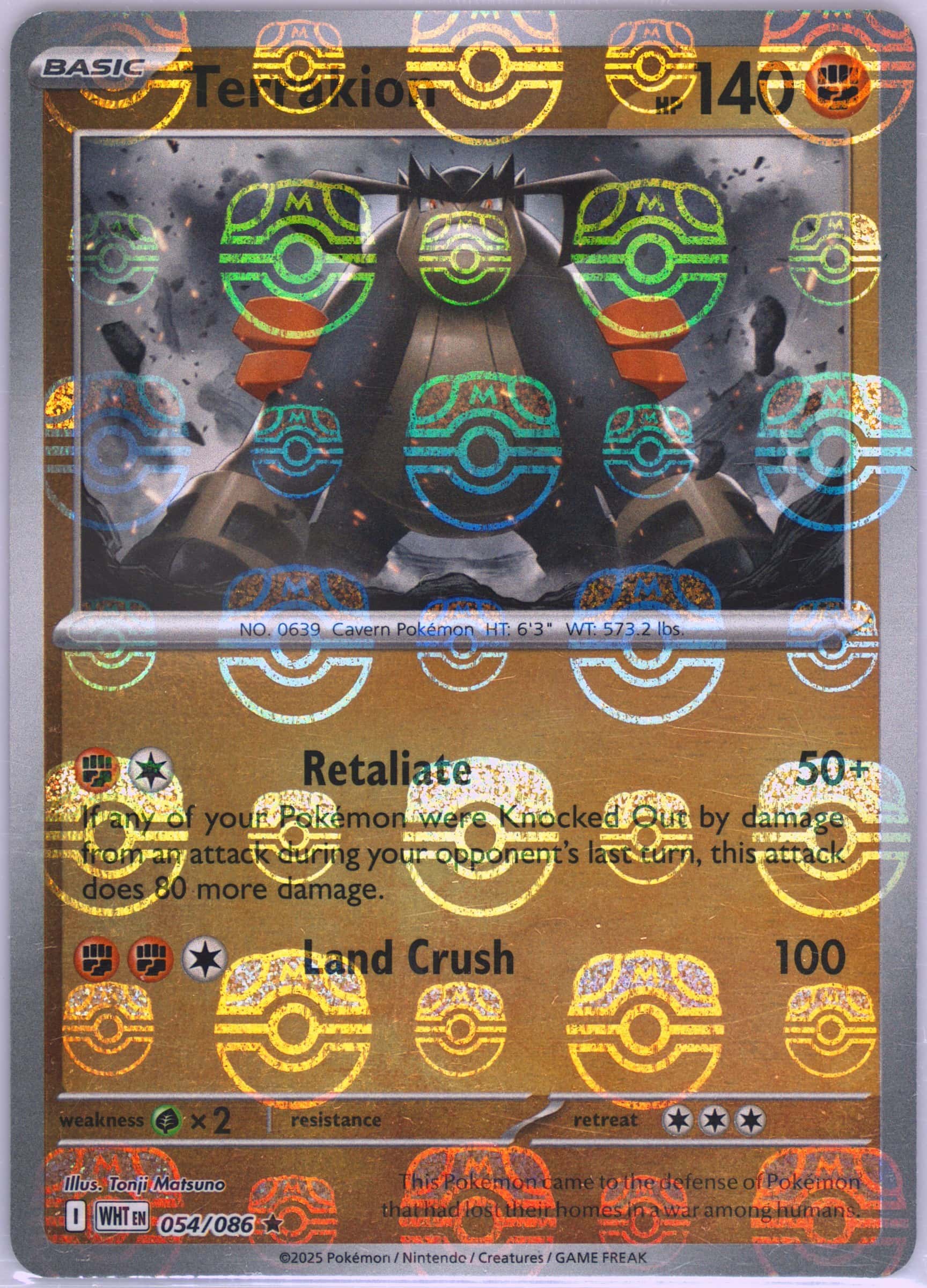 Terrakion (Master Ball Pattern) 054/086 card from SV: White Flare