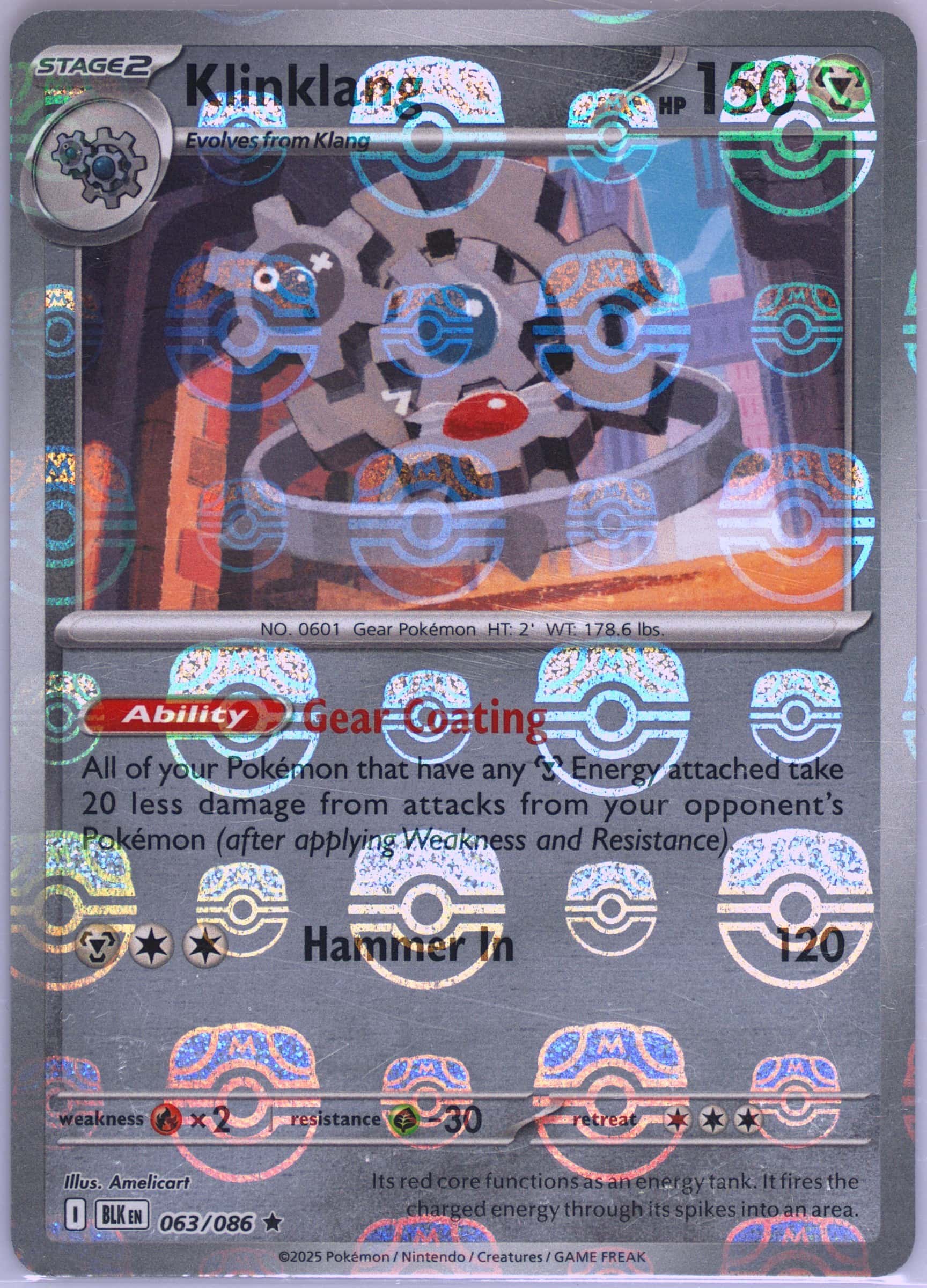 Klinklang (Master Ball Pattern) 063/086 card from SV: Black Bolt