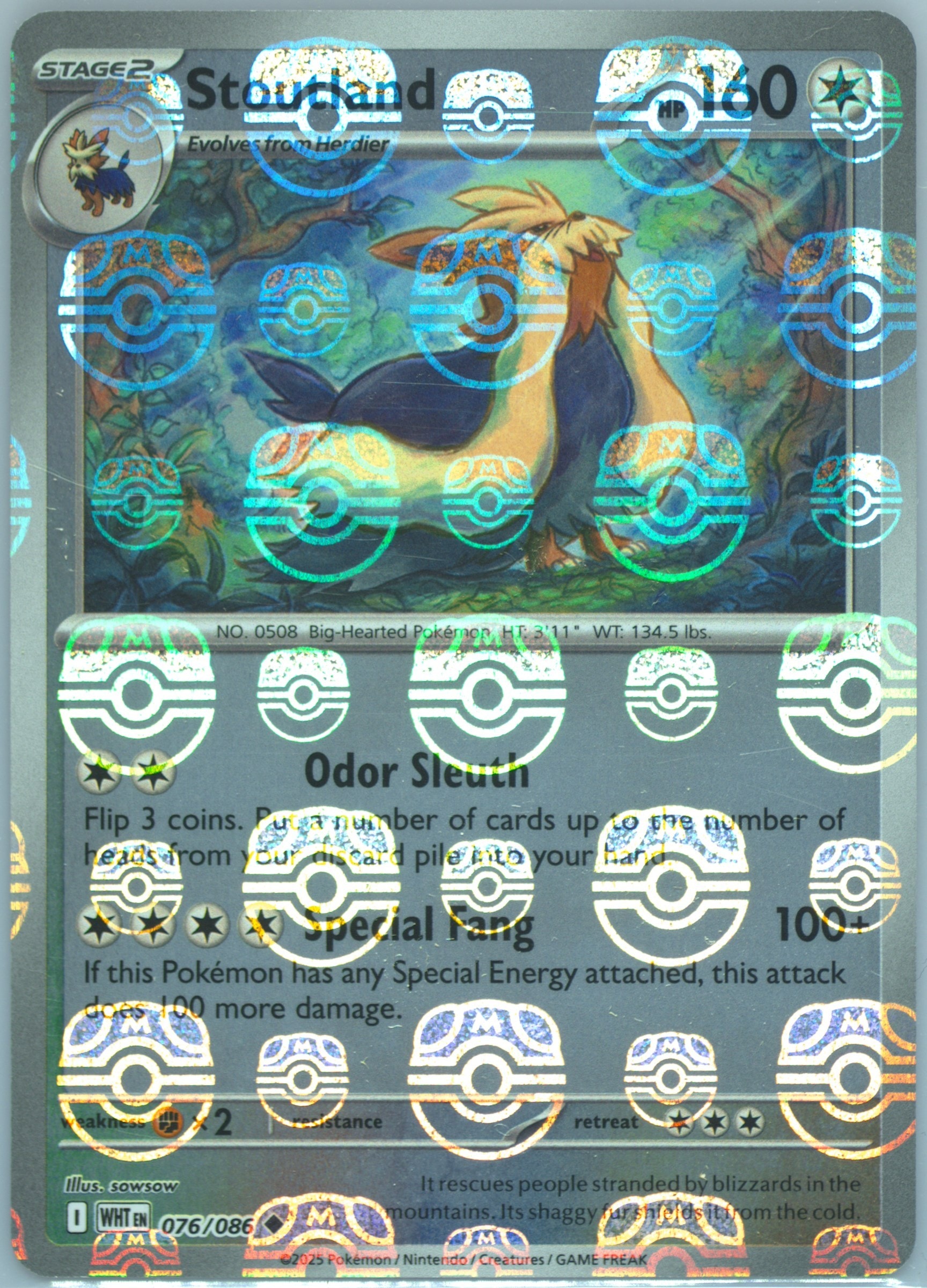 Stoutland (Master Ball Pattern) 076/086 card from SV: White Flare