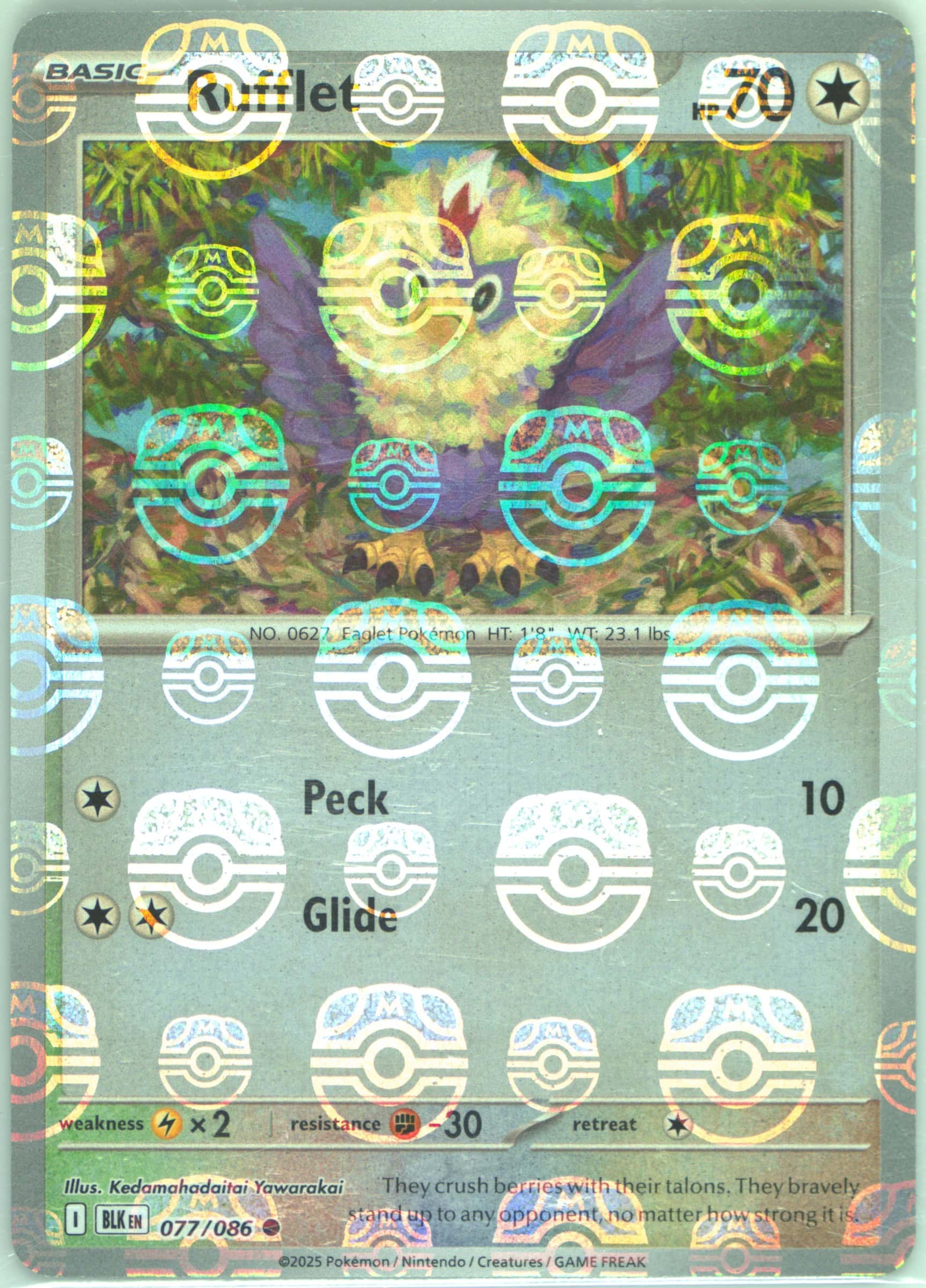 Rufflet (Master Ball Pattern) 077/086 card from SV: Black Bolt