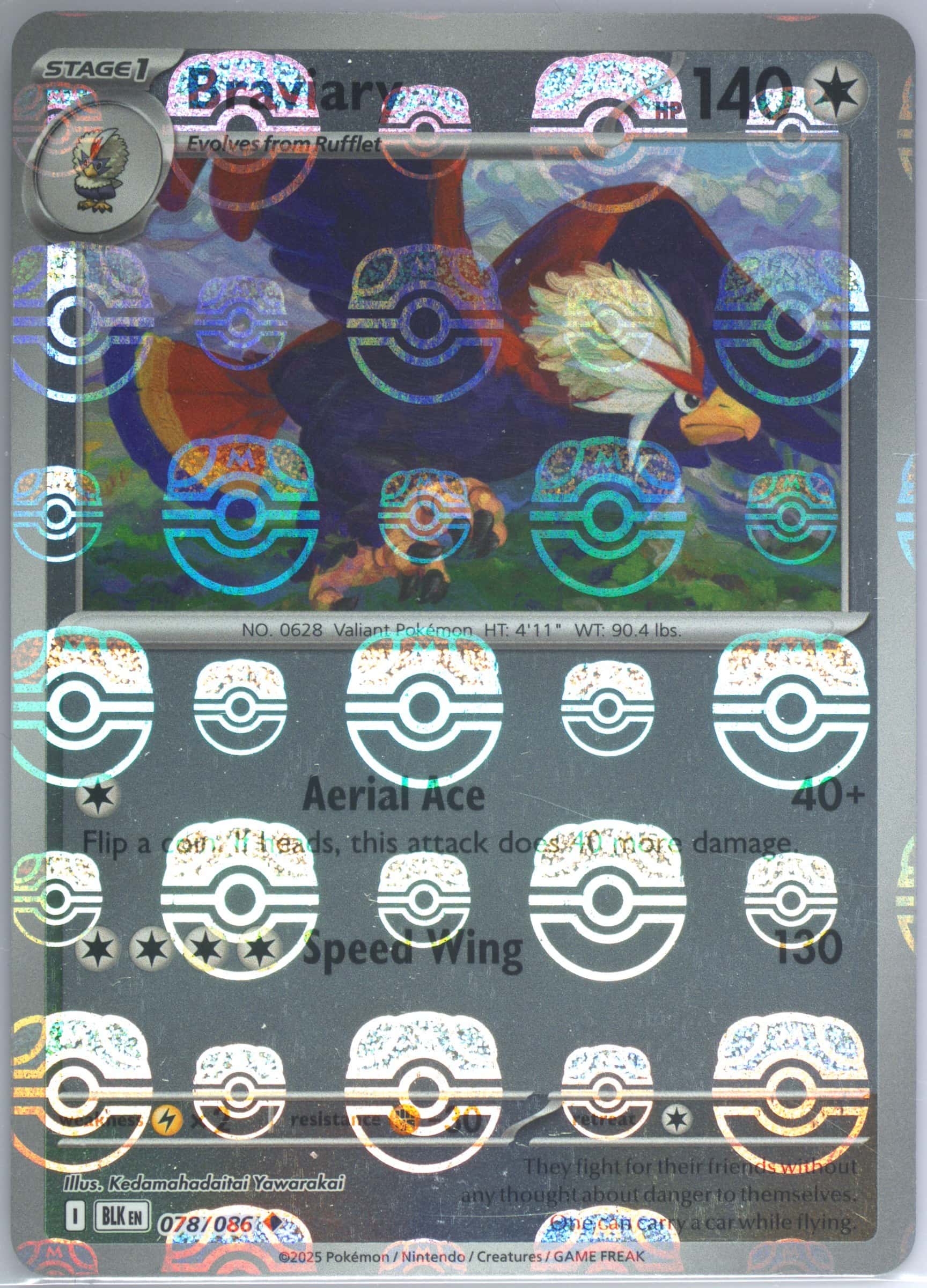 Braviary (Master Ball Pattern) 078/086 card from SV: Black Bolt