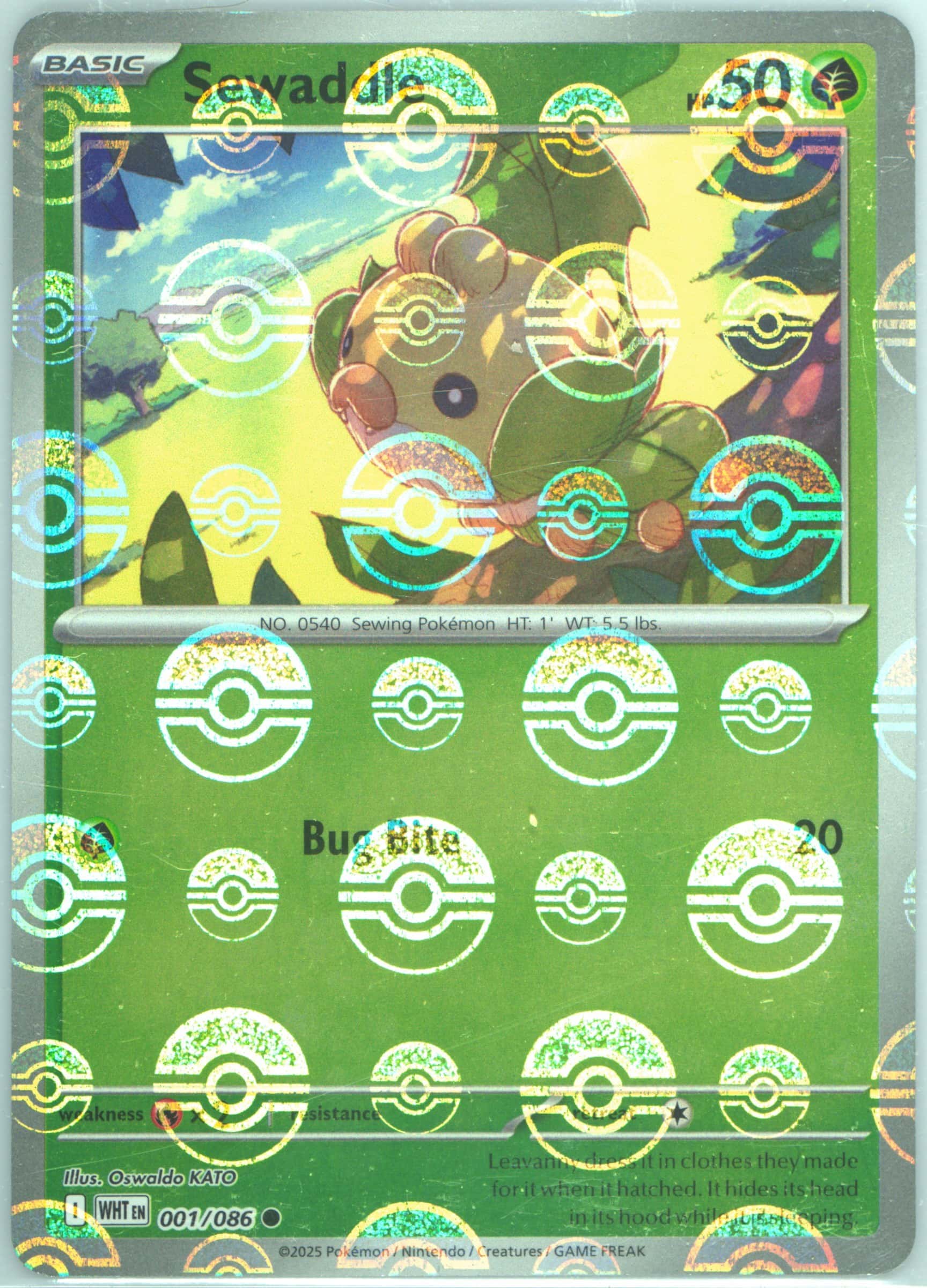 Sewaddle (Poke Ball Pattern) 001/086 card from SV: White Flare