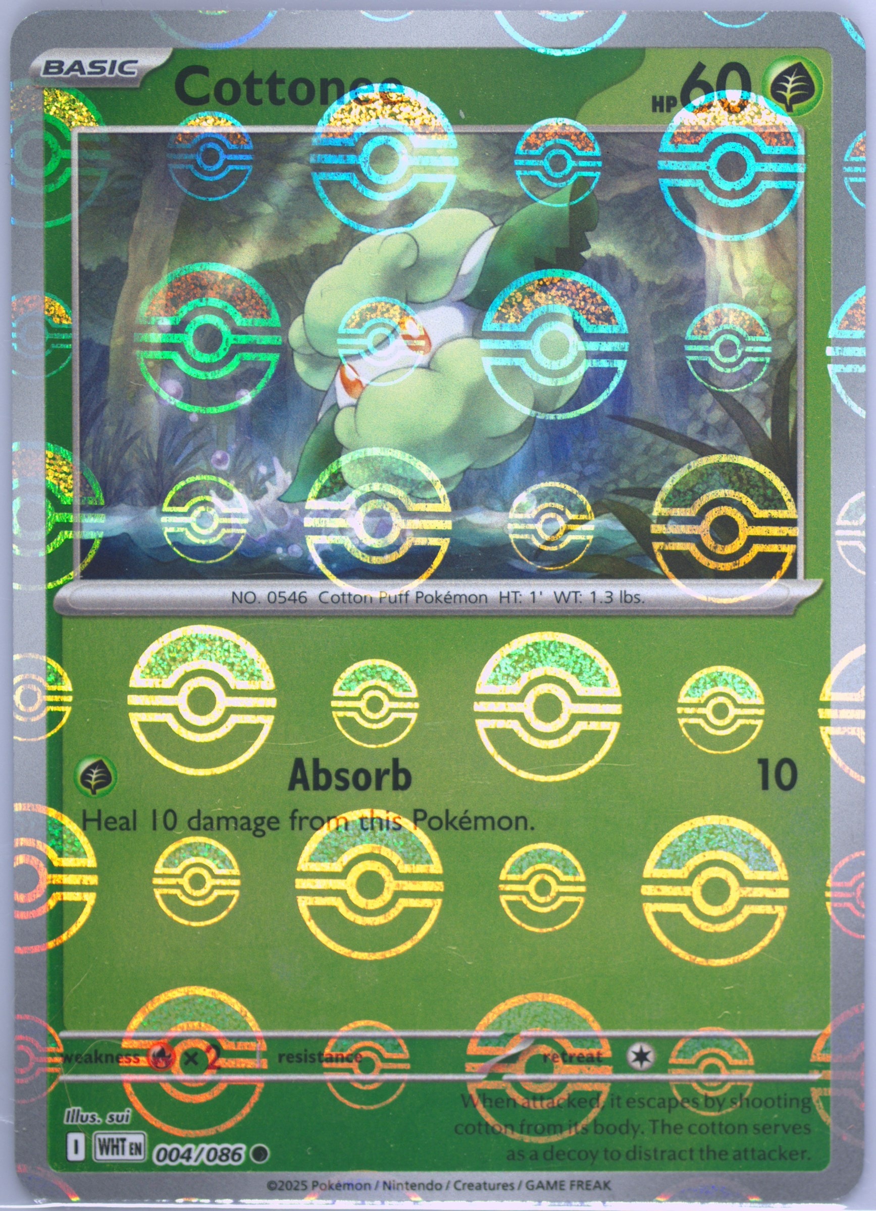 Cottonee (Poke Ball Pattern) 004/086 card from SV: White Flare
