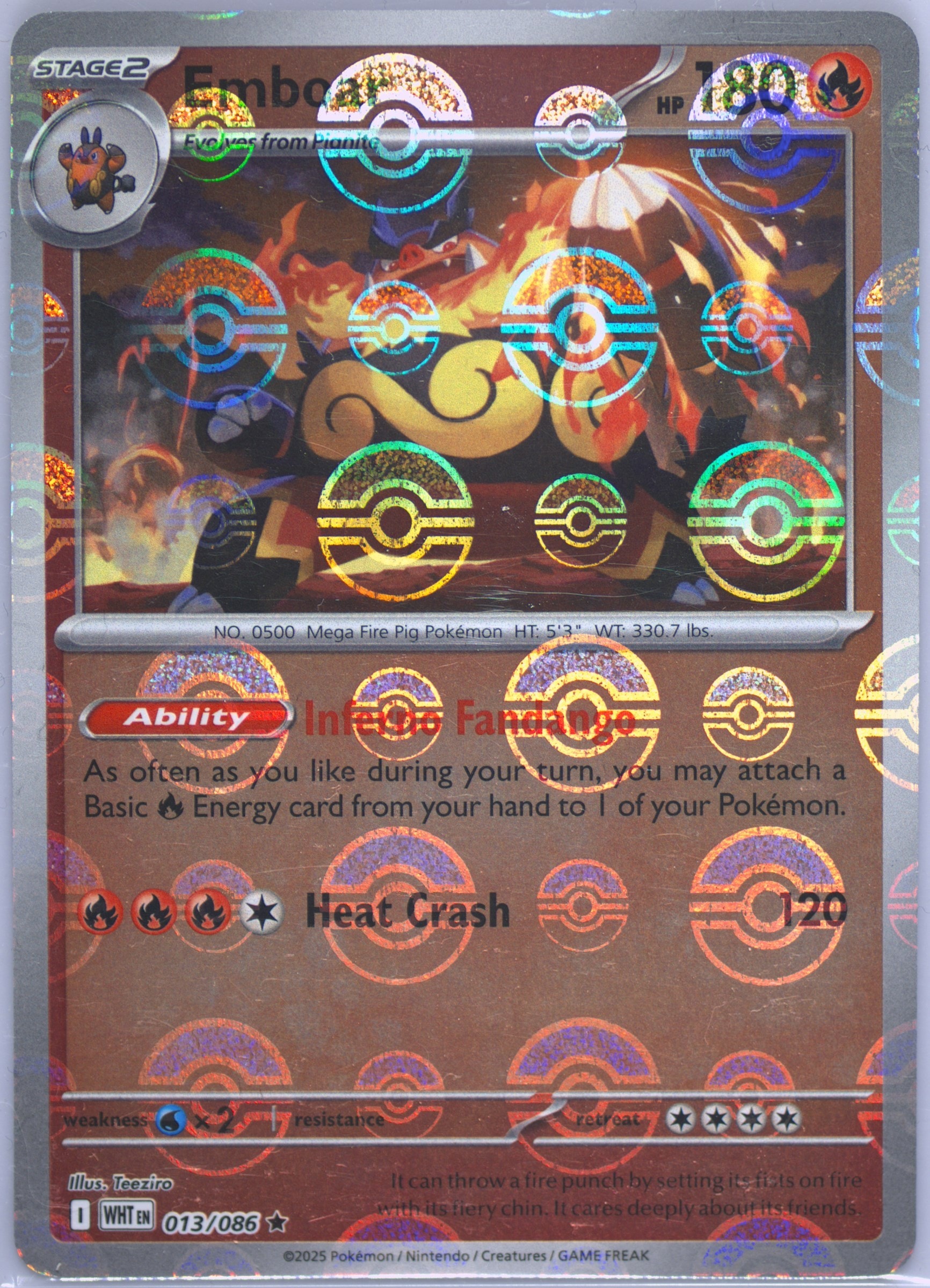 Emboar (Poke Ball Pattern) 013/086 card from SV: White Flare