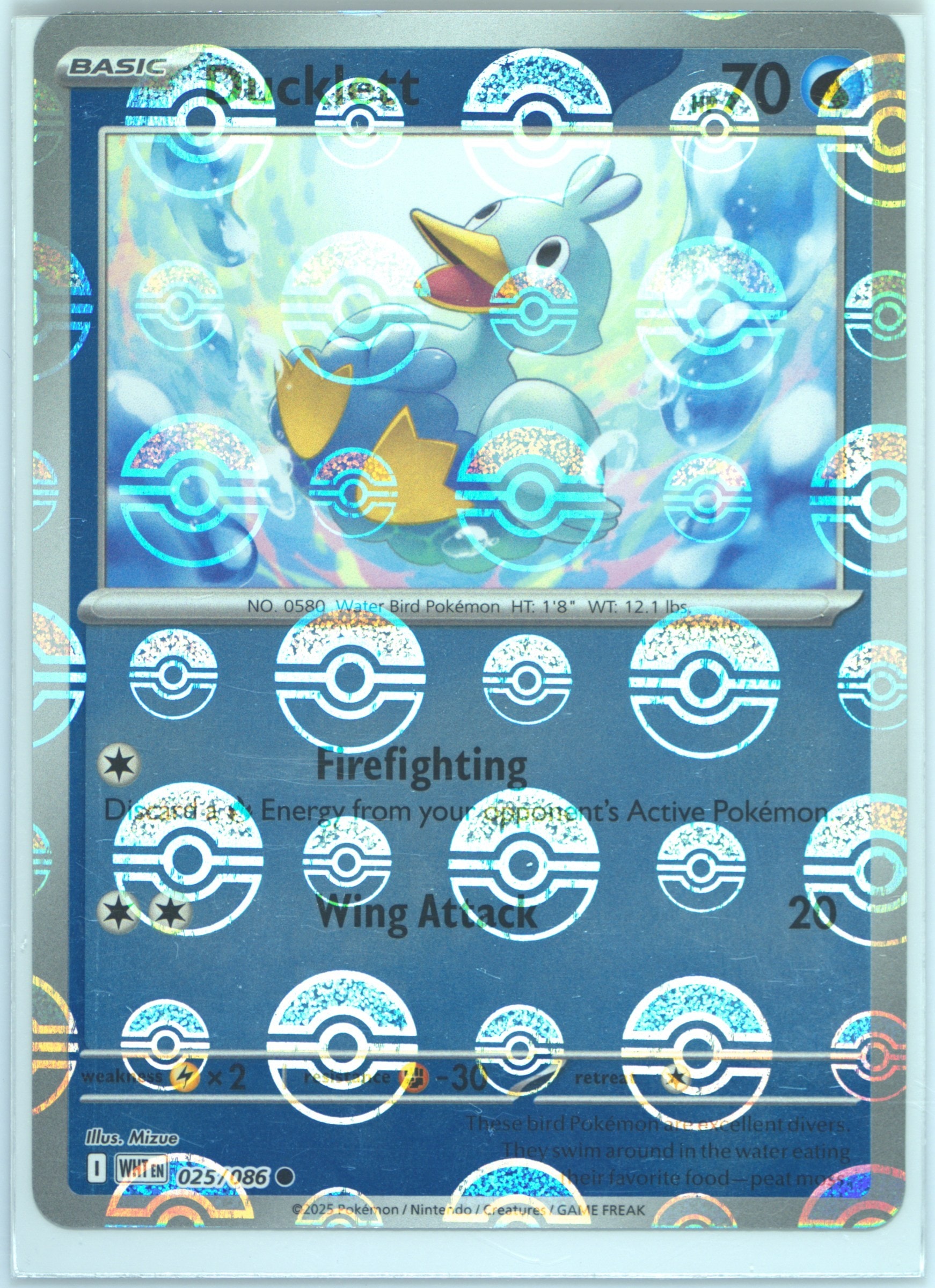 Ducklett (Poke Ball Pattern) 025/086 card from SV: White Flare