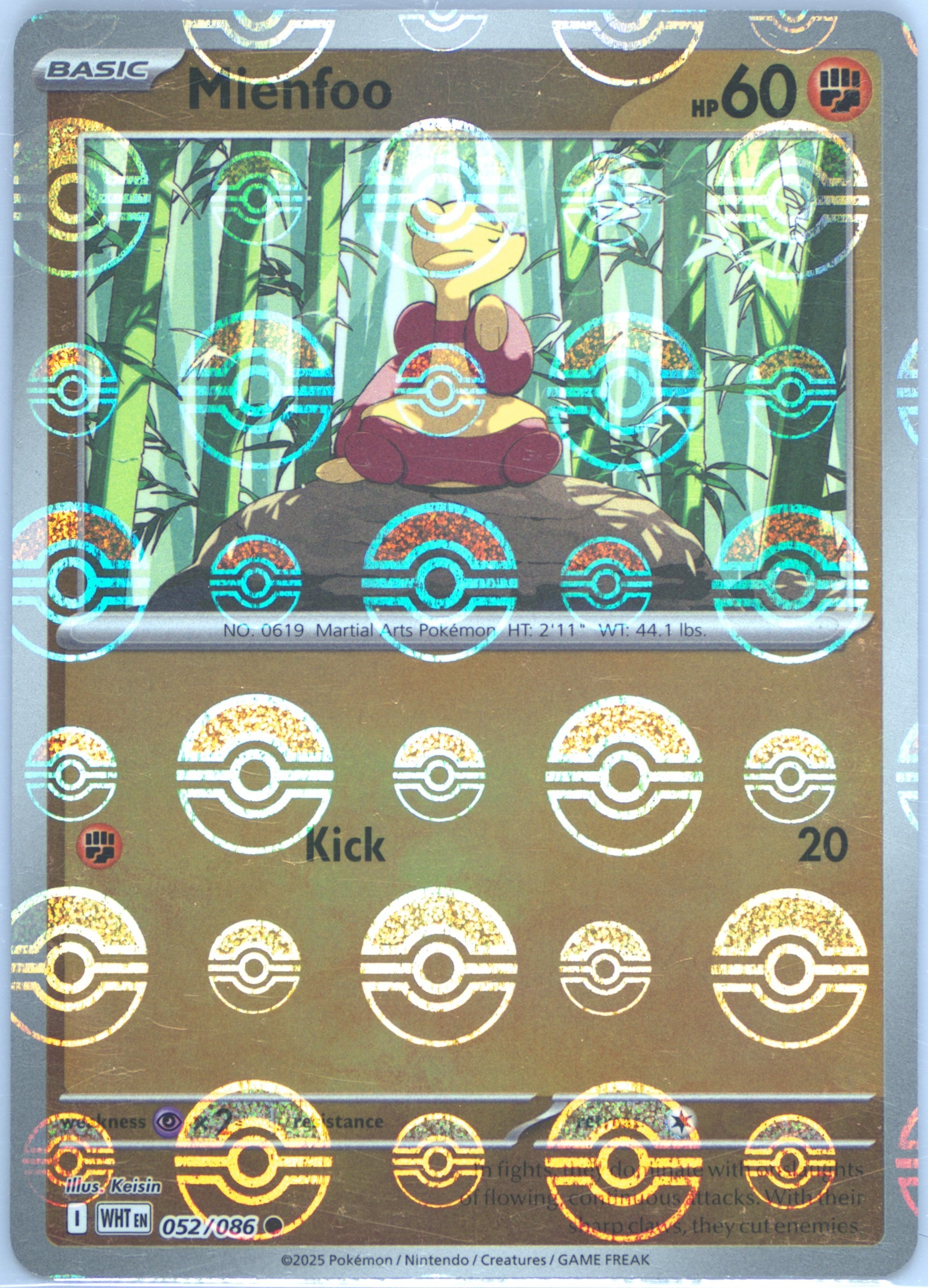 Mienfoo (Poke Ball Pattern) 052/086 card from SV: White Flare