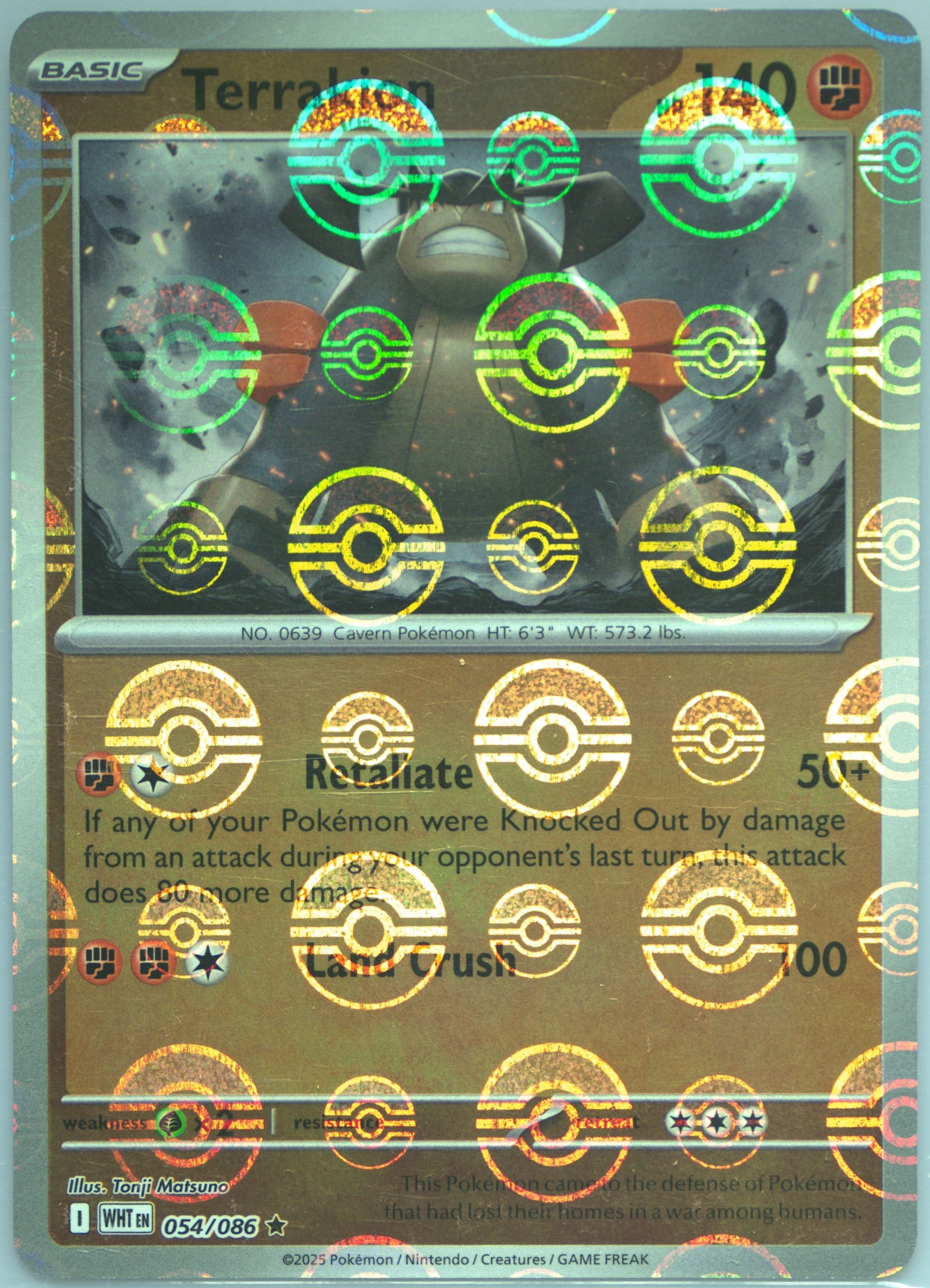 Terrakion (Poke Ball Pattern) 054/086 card from SV: White Flare
