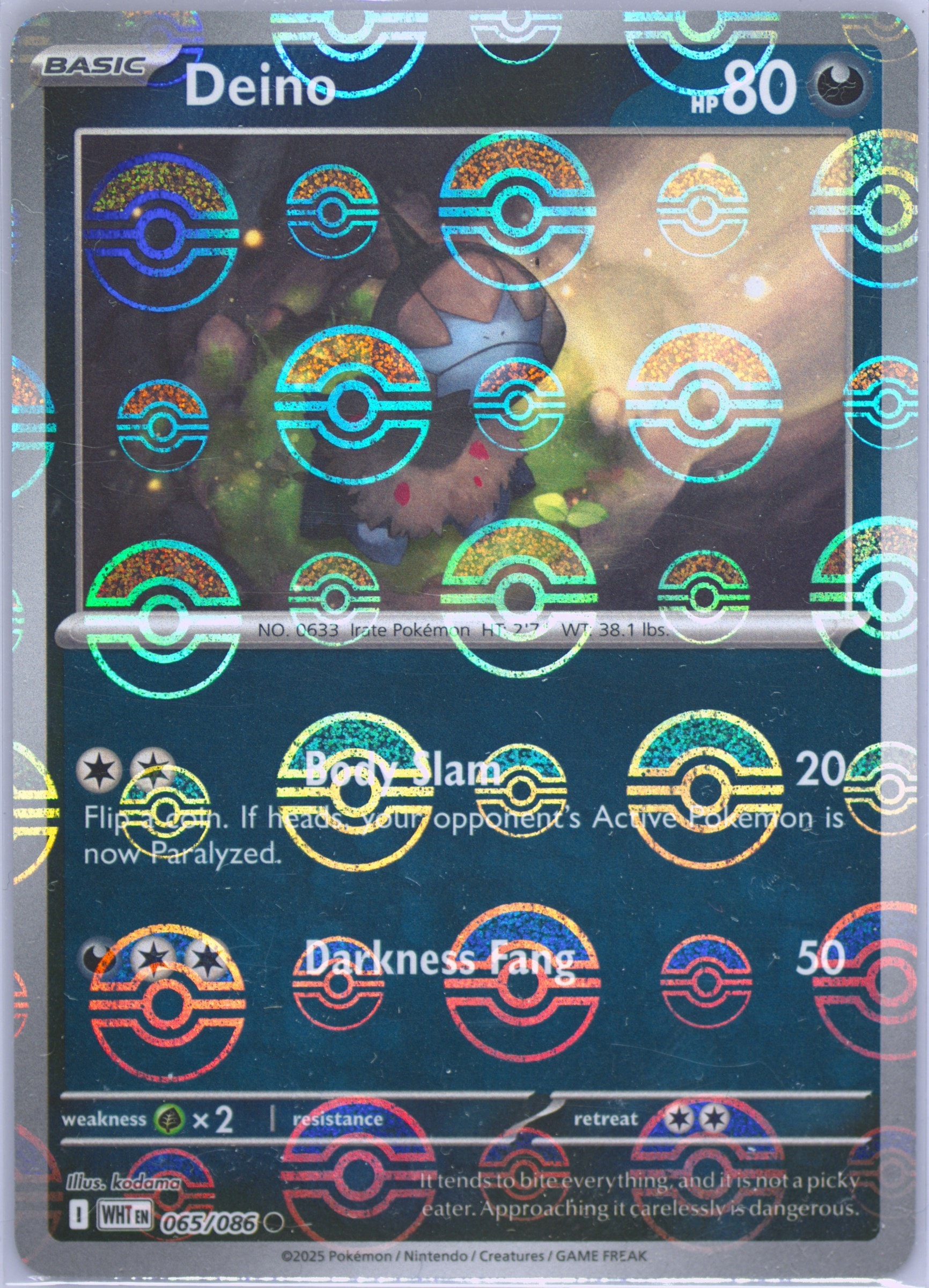 Deino (Poke Ball Pattern) 065/086 card from SV: White Flare
