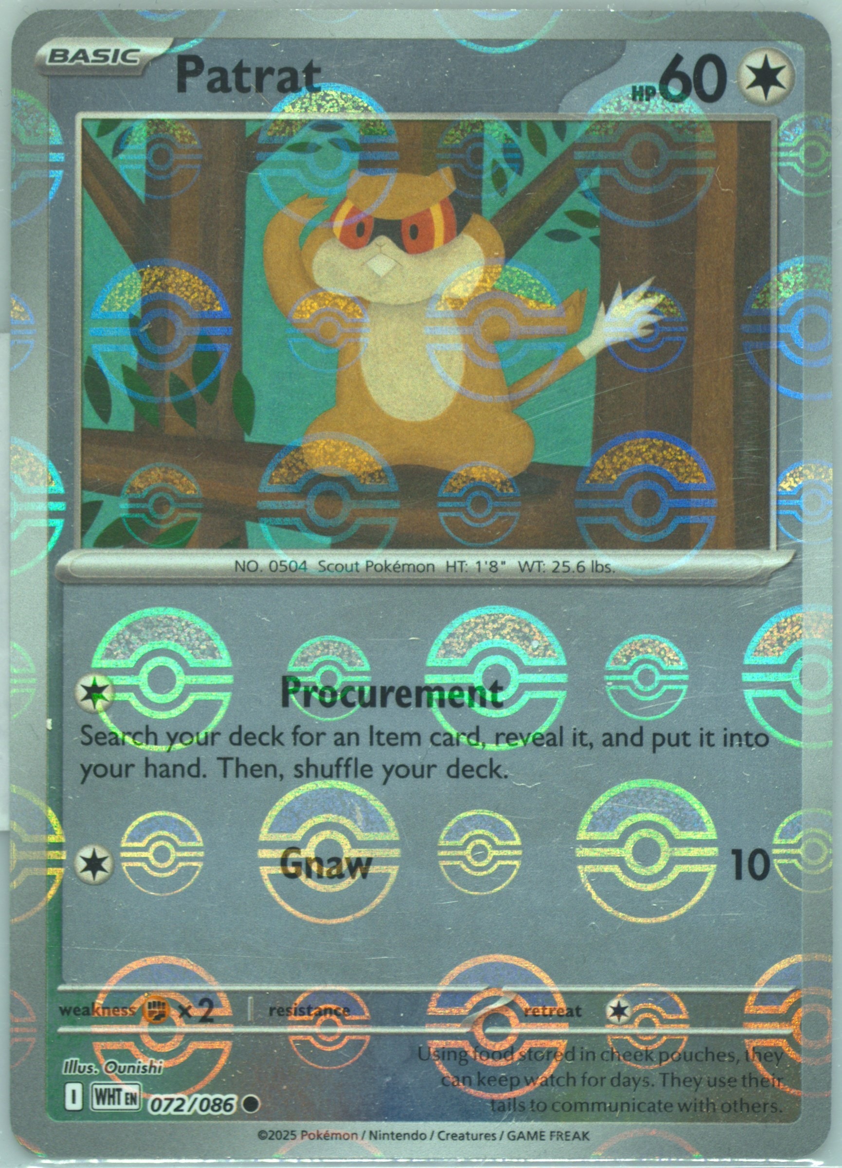 Patrat (Poke Ball Pattern) 072/086 card from SV: White Flare