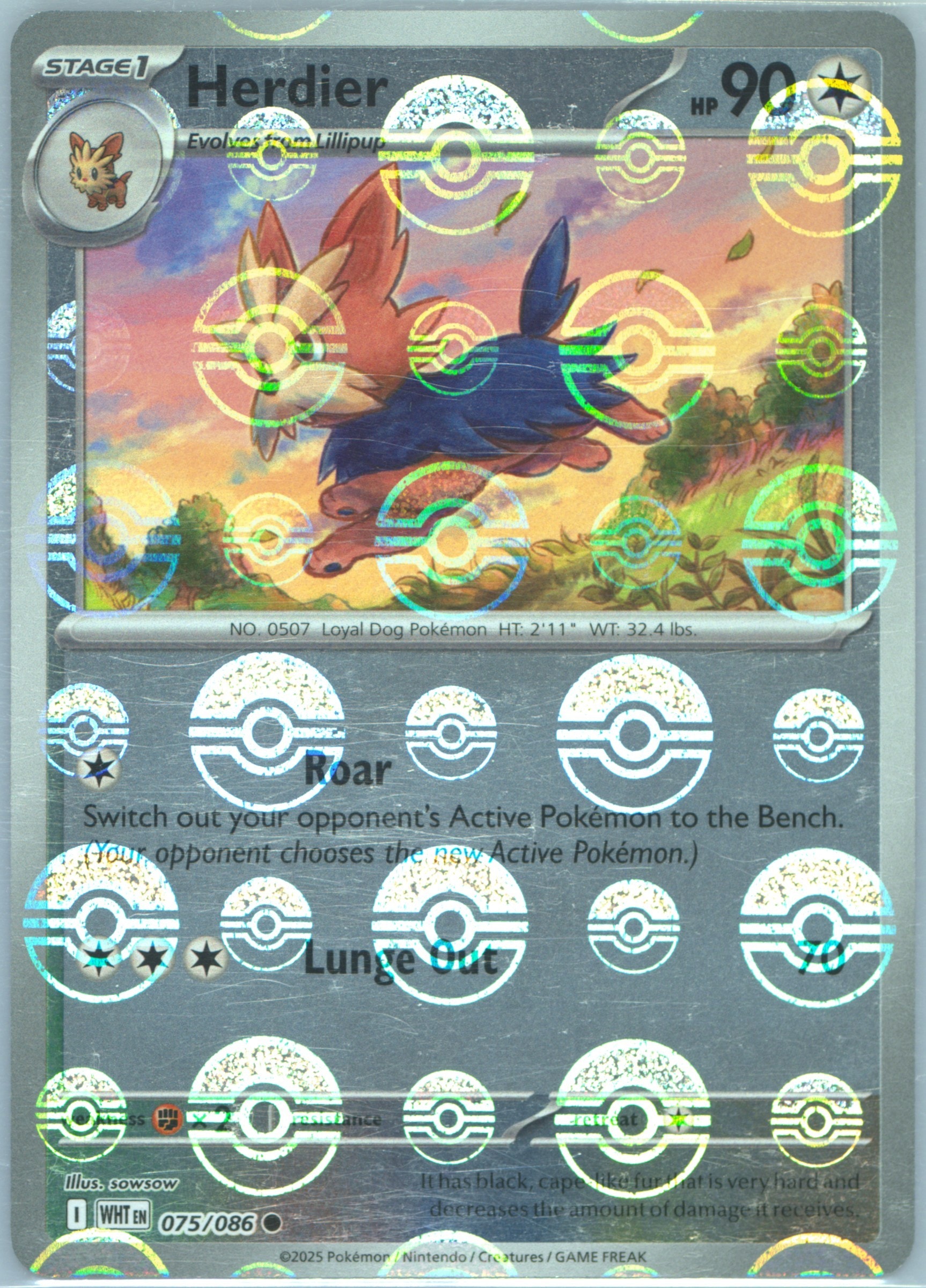 Herdier (Poke Ball Pattern) 075/086 card from SV: White Flare