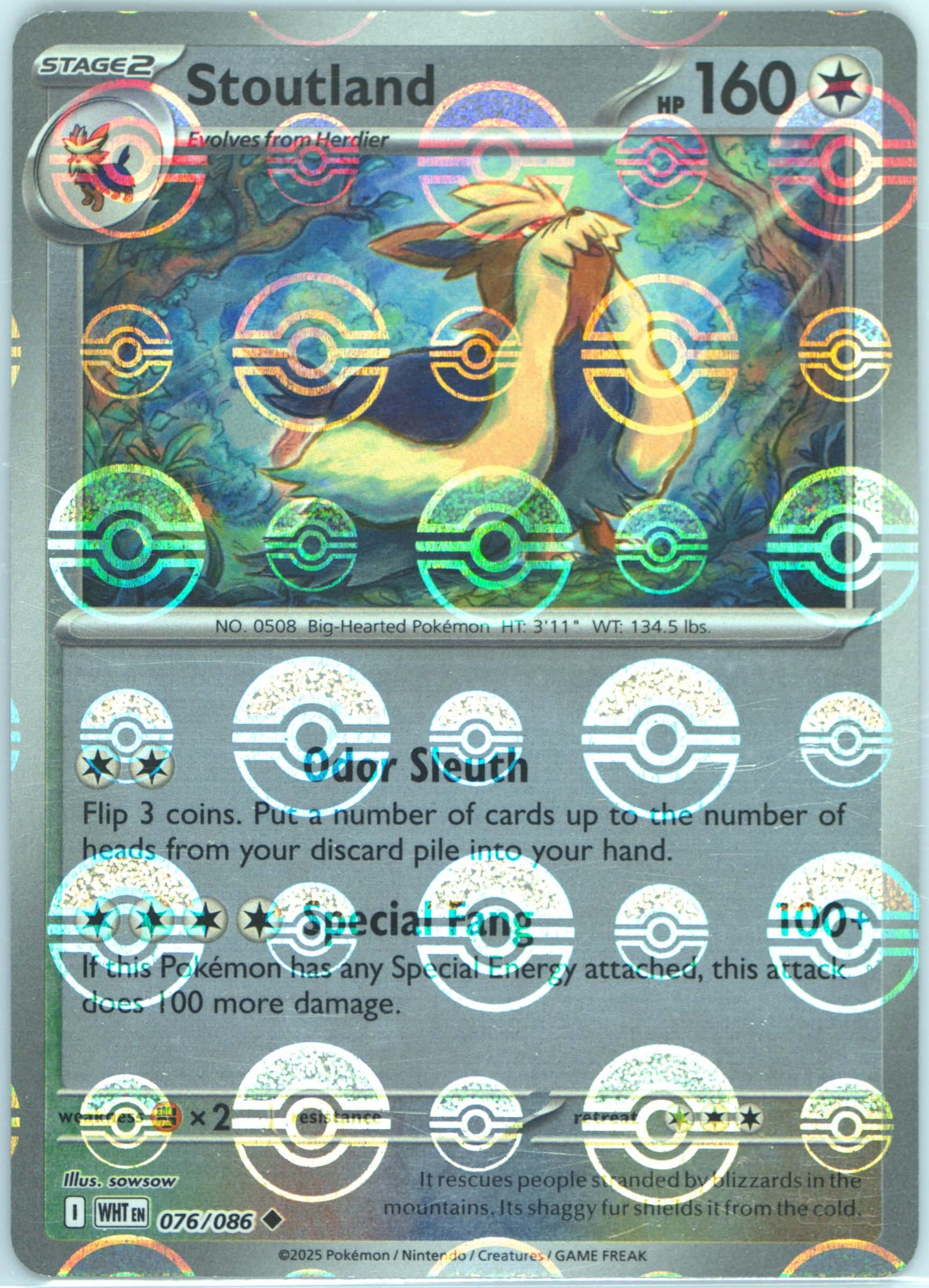 Stoutland (Poke Ball Pattern) 076/086 card from SV: White Flare