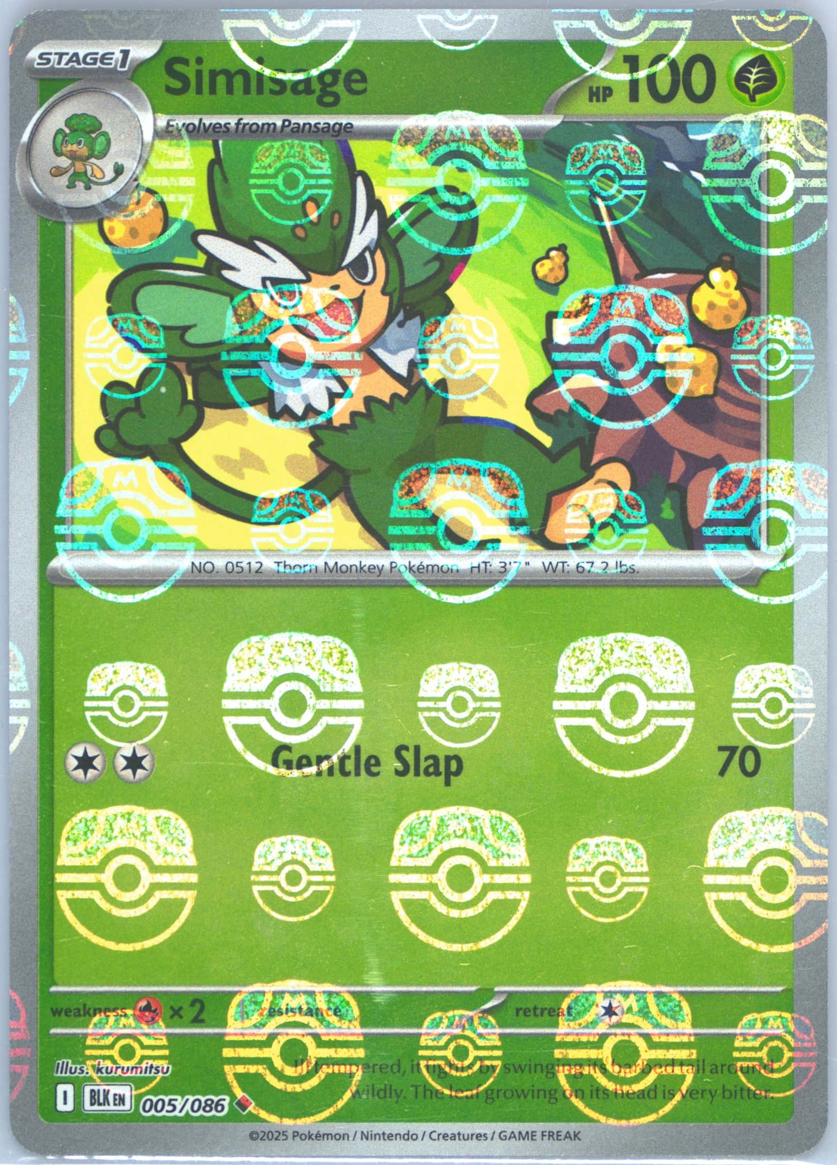Simisage (Master Ball Pattern) 005/086 card from SV: Black Bolt