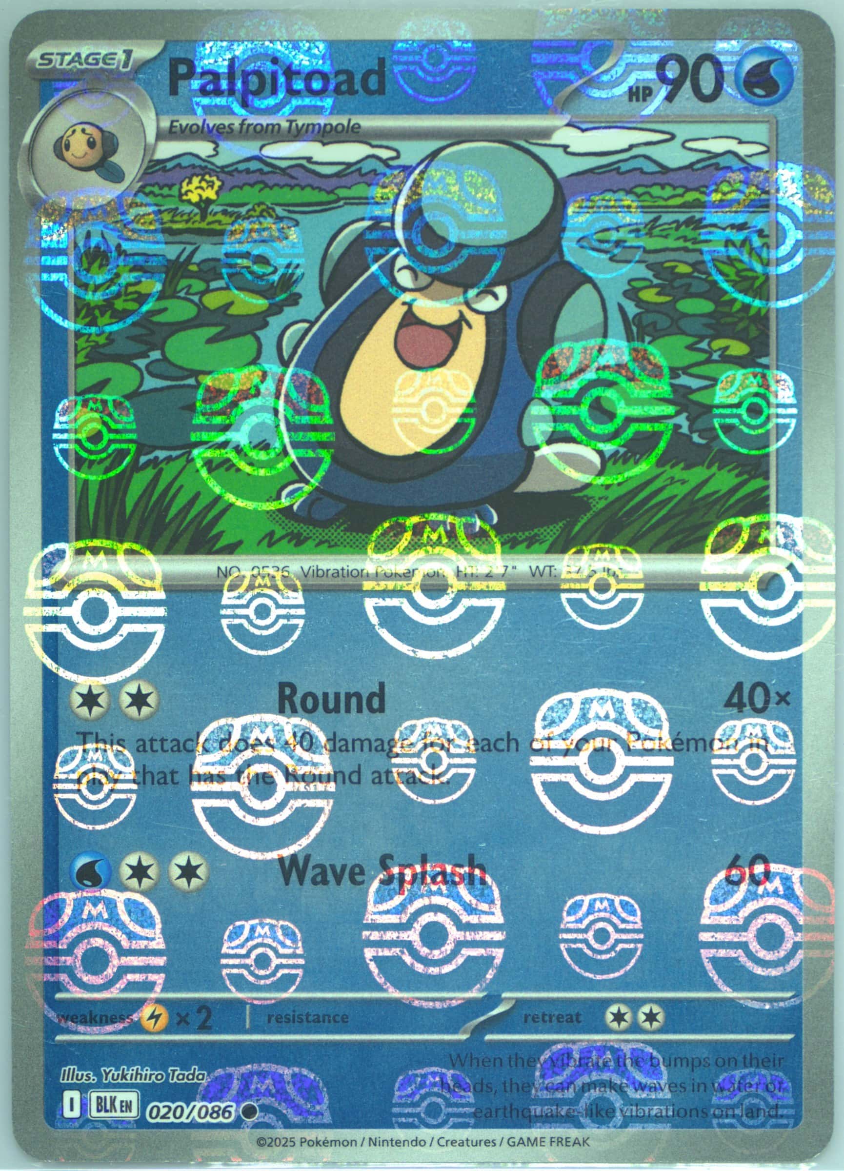 Palpitoad (Master Ball Pattern) 020/086 card from SV: Black Bolt