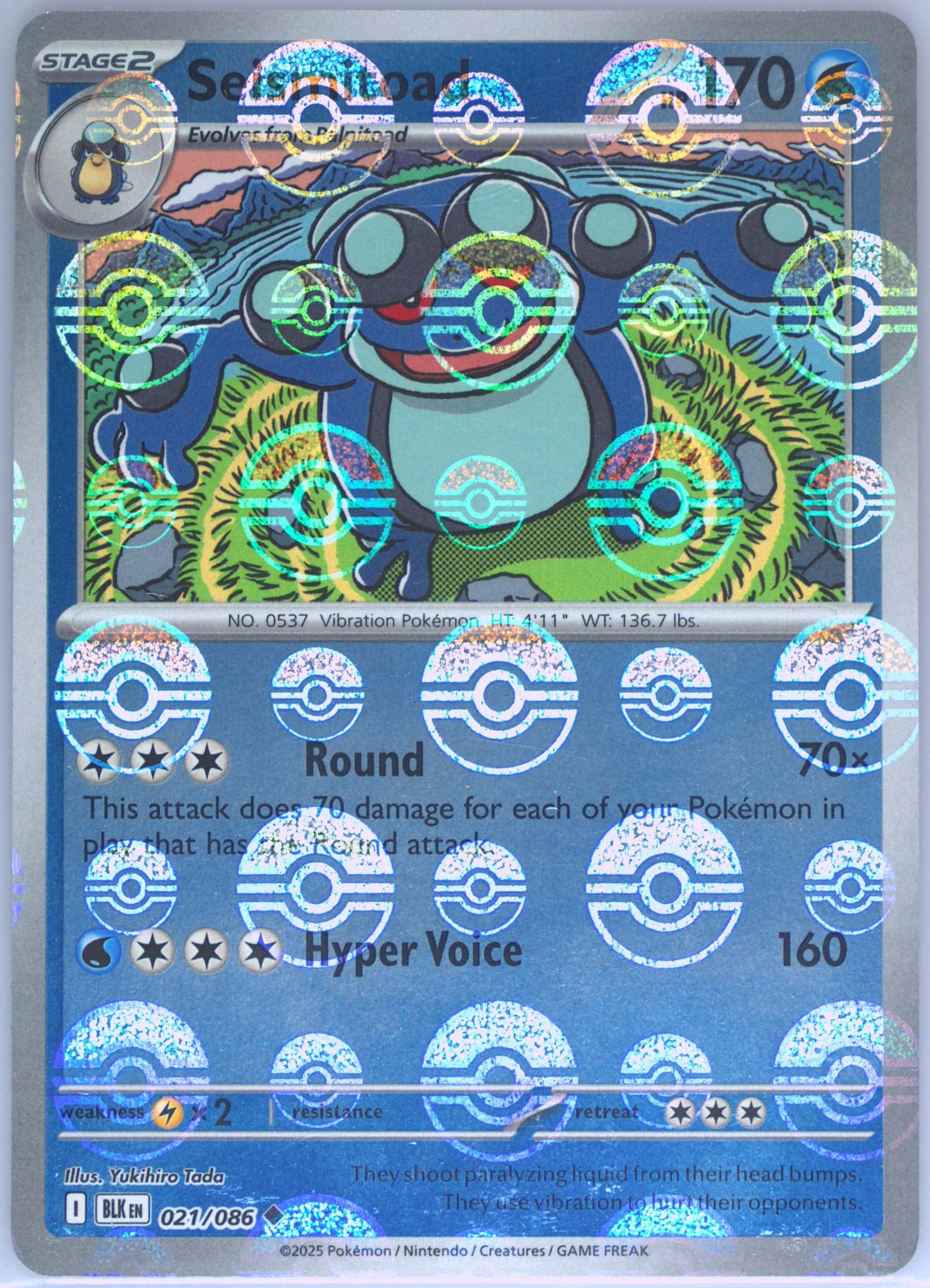 Seismitoad (Master Ball Pattern) 021/086 card from SV: Black Bolt