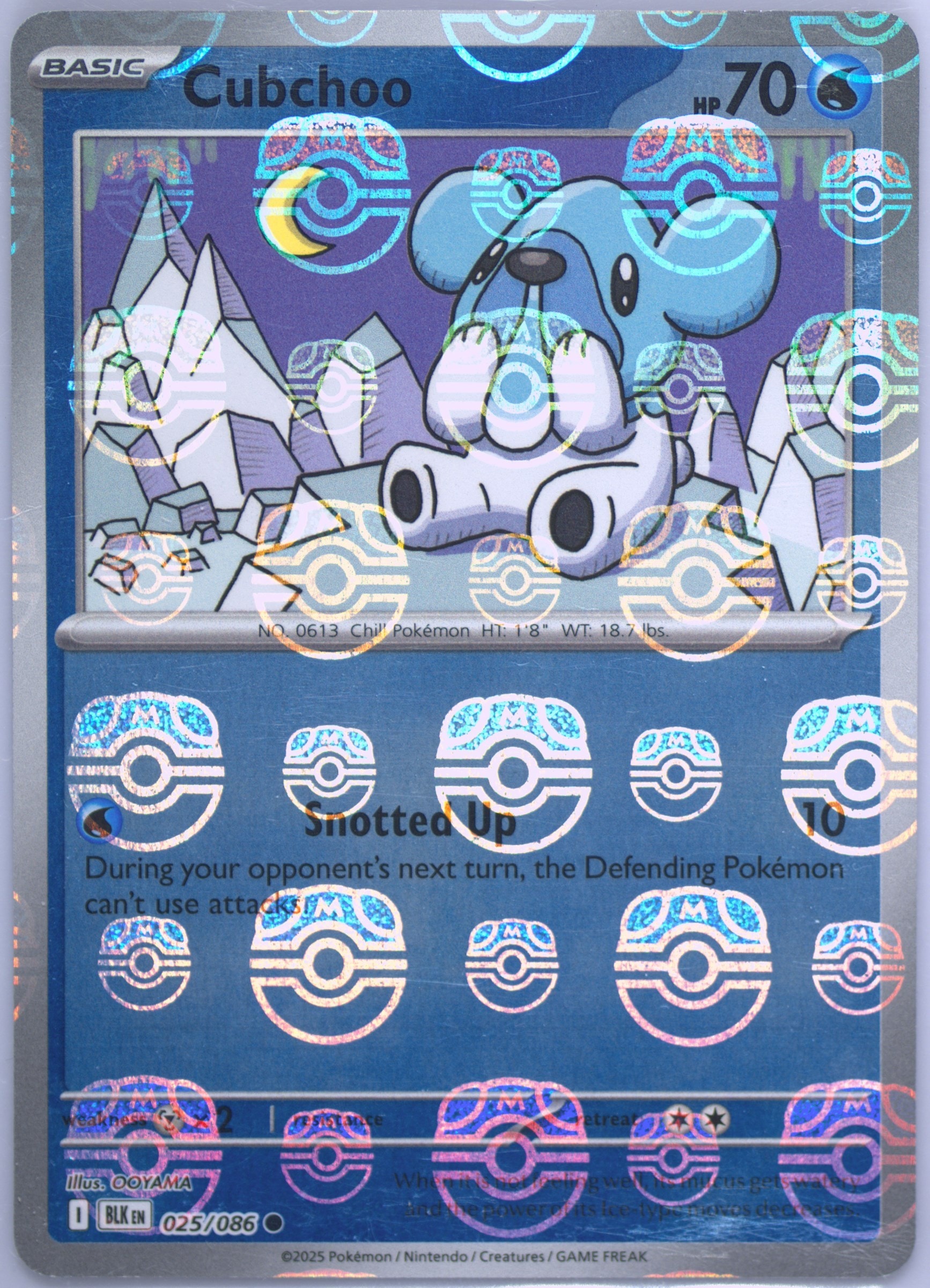 Cubchoo (Master Ball Pattern) 025/086 card from SV: Black Bolt