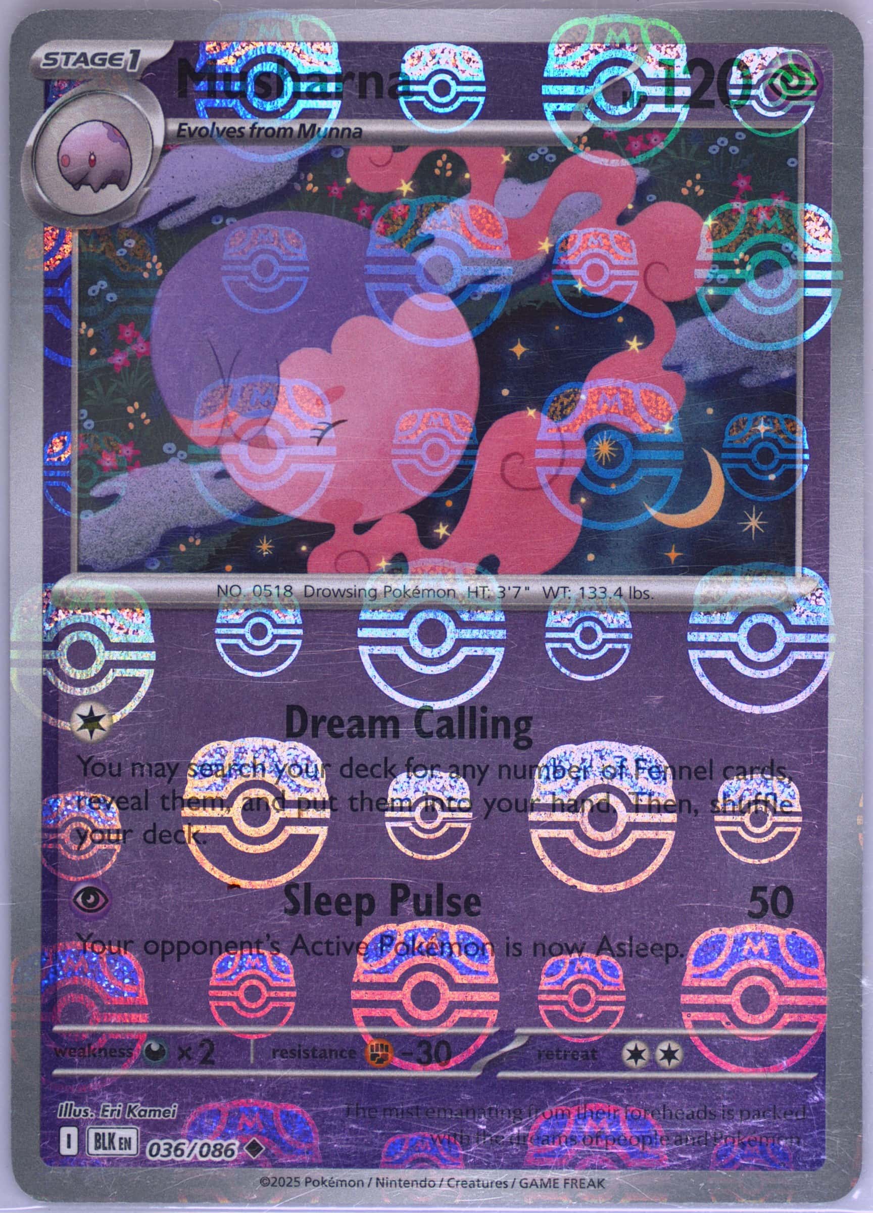 Musharna (Master Ball Pattern) 036/086 card from SV: Black Bolt