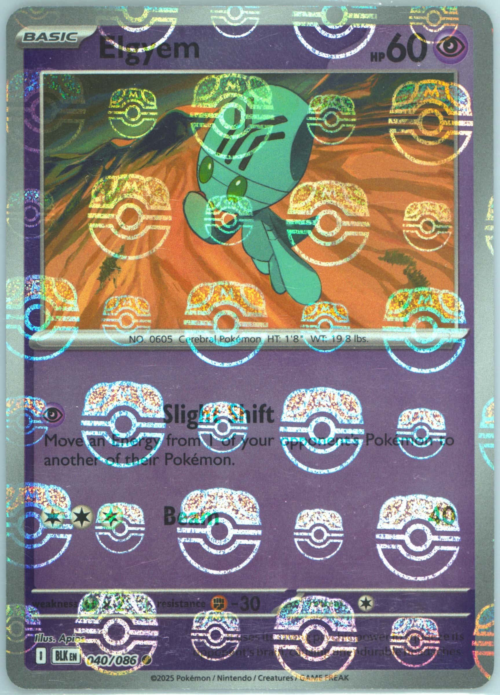 Elgyem (Master Ball Pattern) 040/086 card from SV: Black Bolt