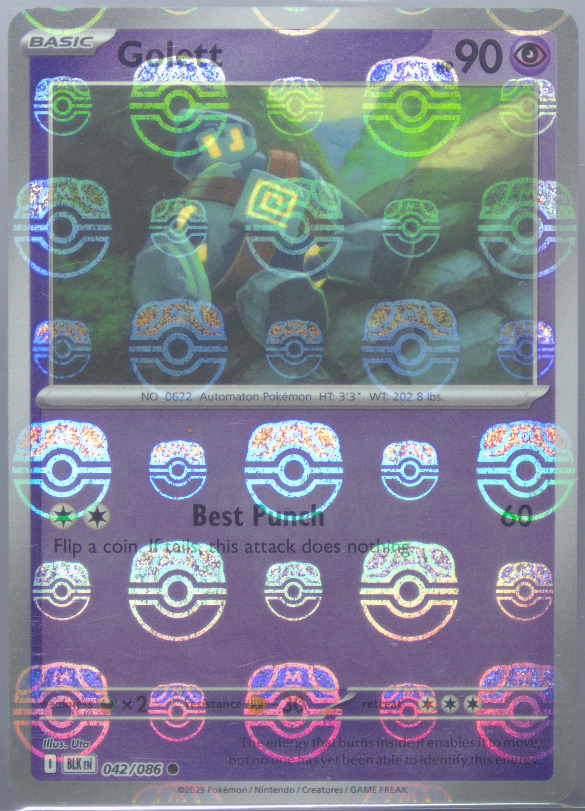 Golett (Master Ball Pattern) 042/086 card from SV: Black Bolt