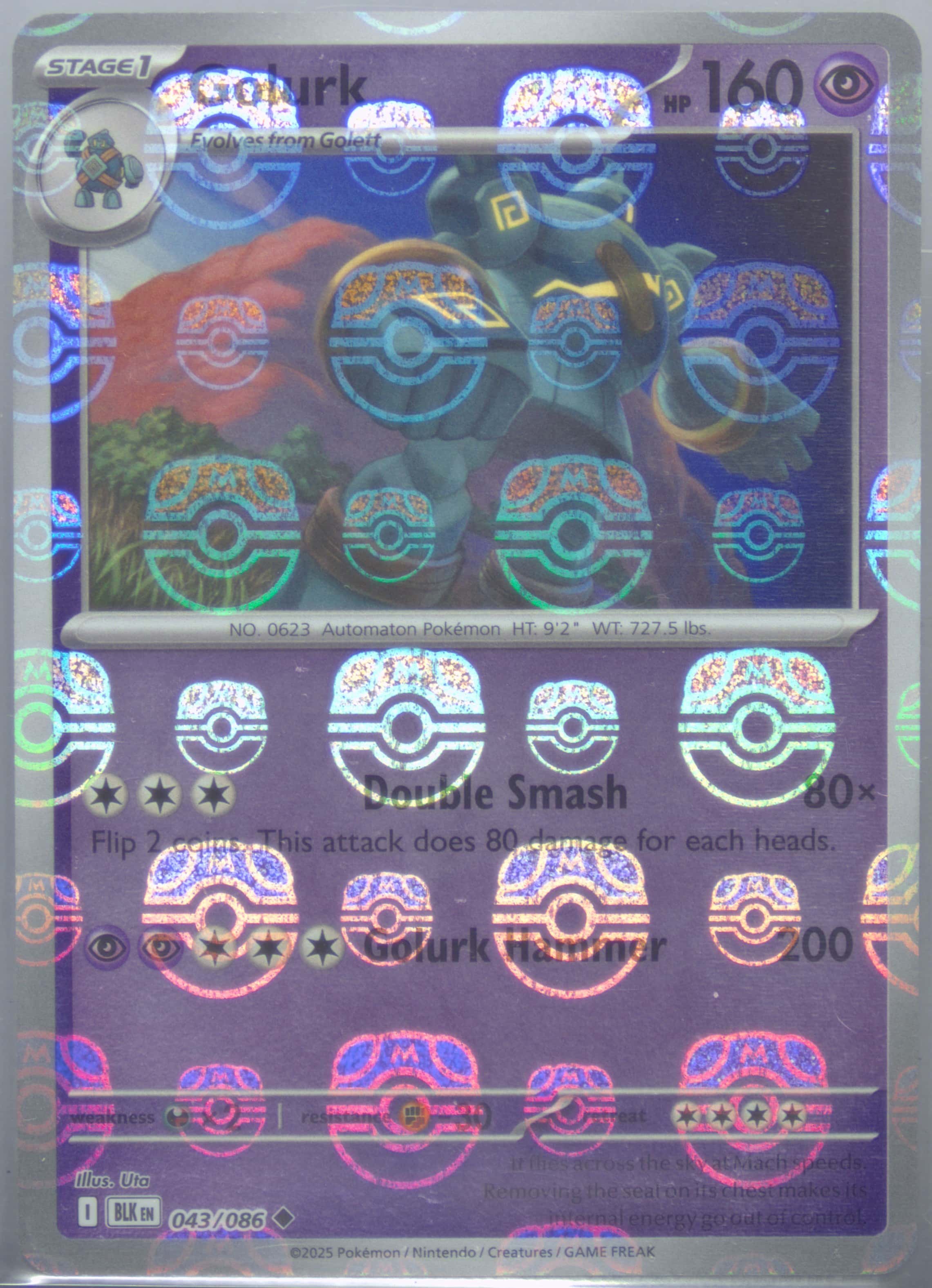 Golurk (Master Ball Pattern) 043/086 card from SV: Black Bolt