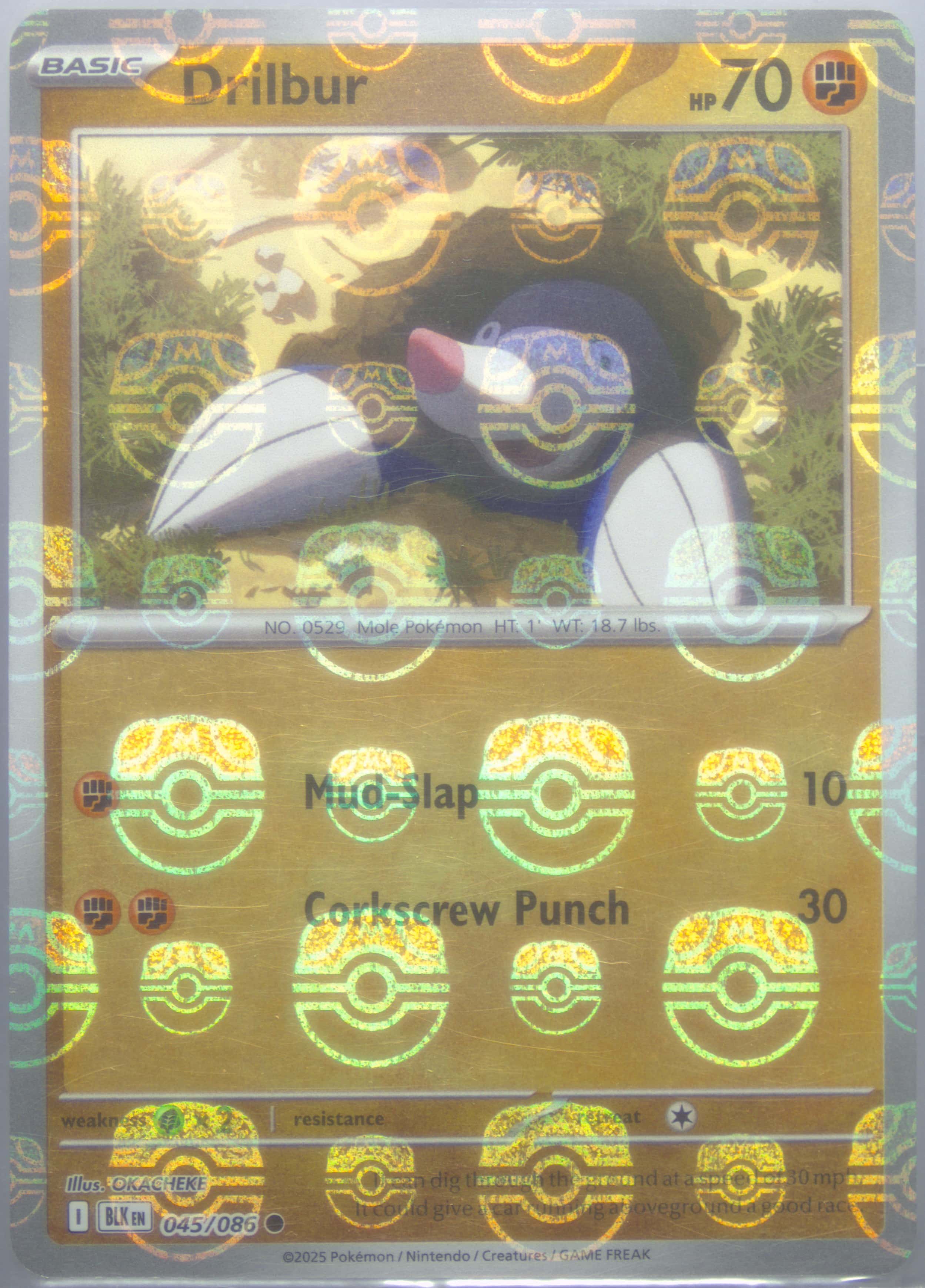 Drilbur (Master Ball Pattern) 045/086 card from SV: Black Bolt