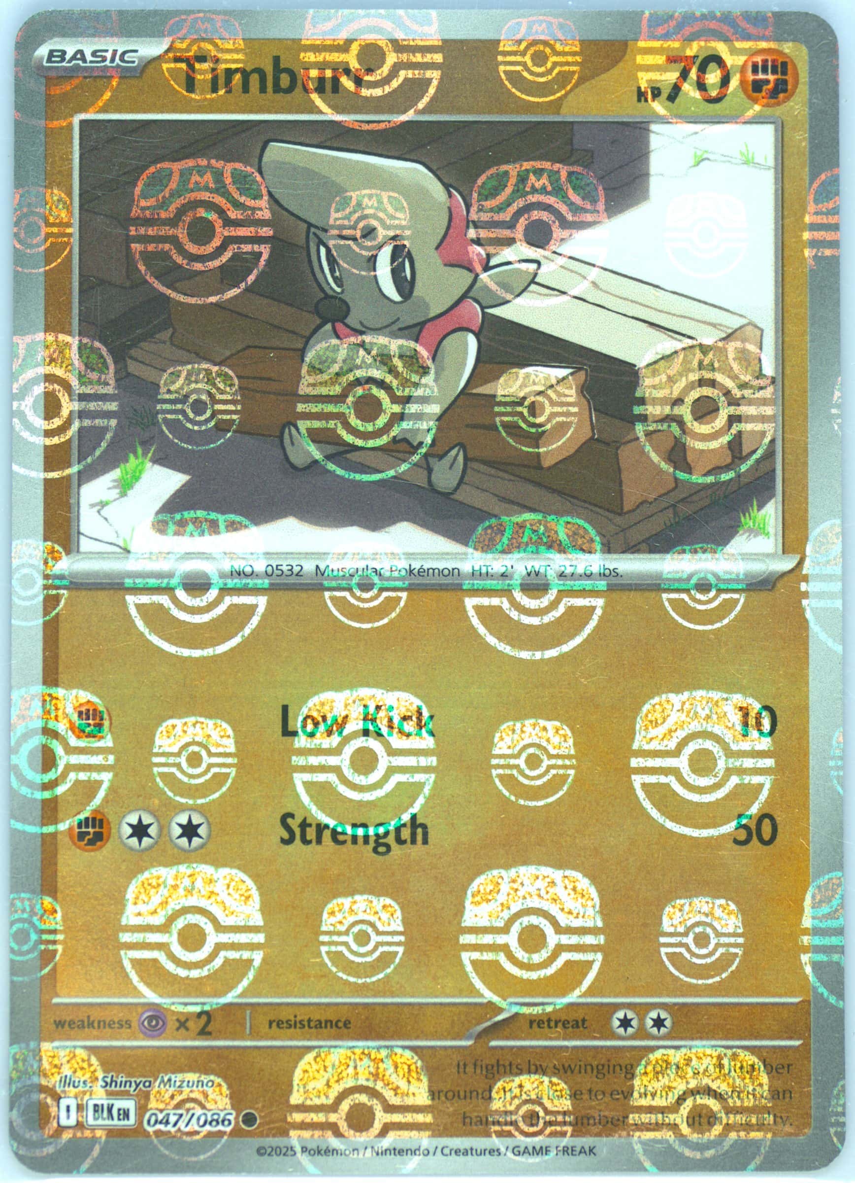 Timburr (Master Ball Pattern) 047/086 card from SV: Black Bolt