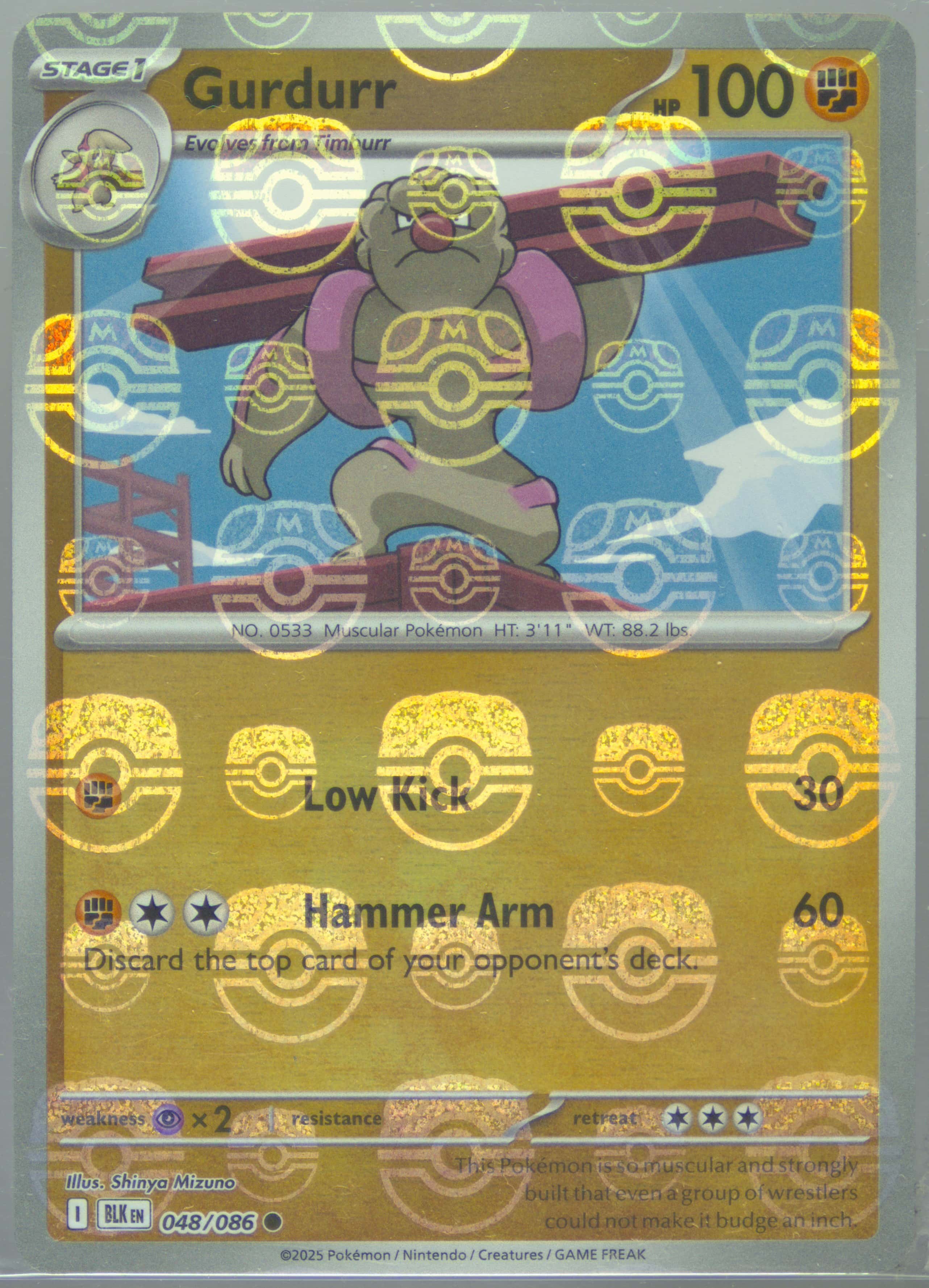 Gurdurr (Master Ball Pattern) 048/086 card from SV: Black Bolt