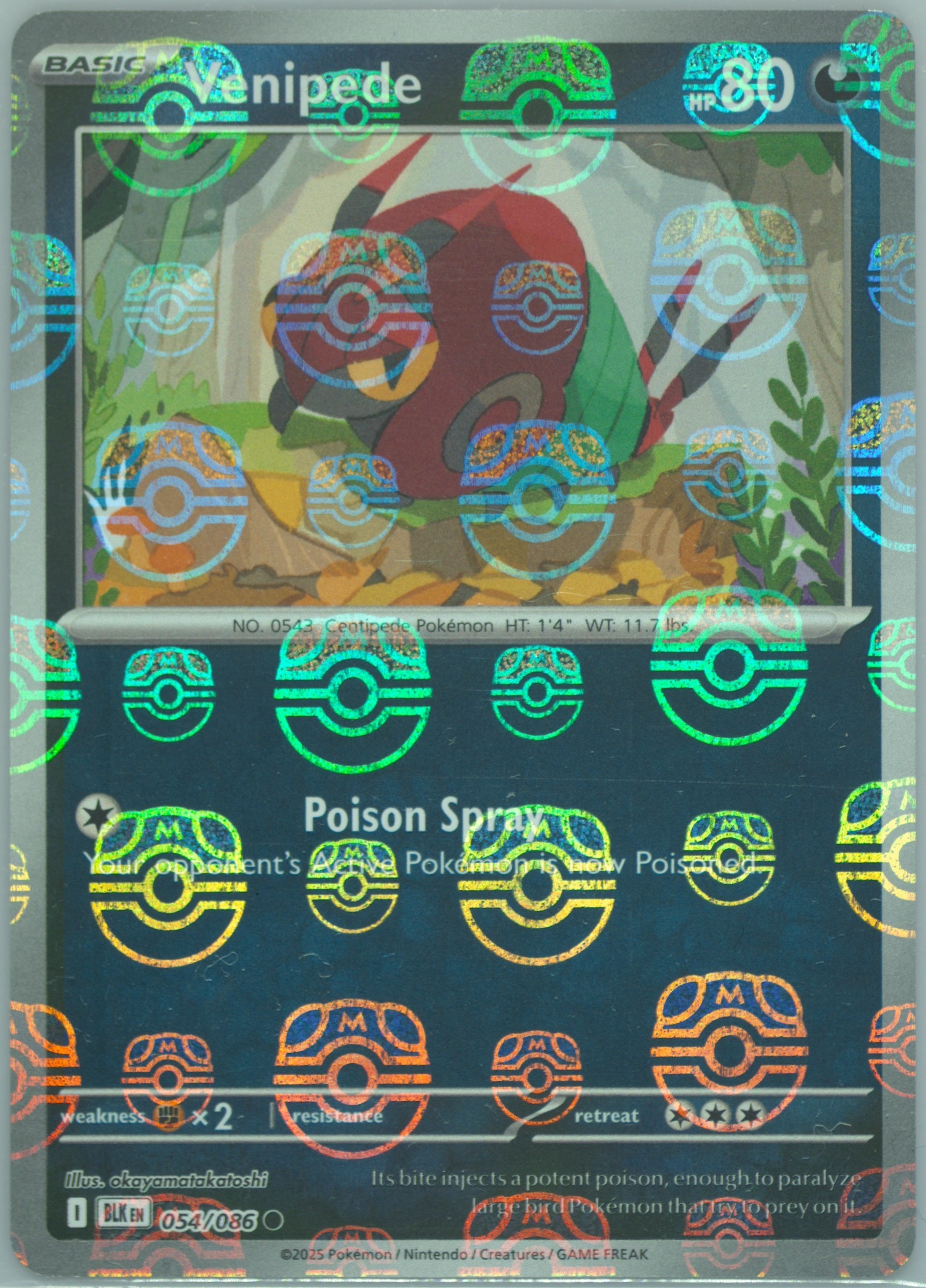 Venipede (Master Ball Pattern) 054/086 card from SV: Black Bolt