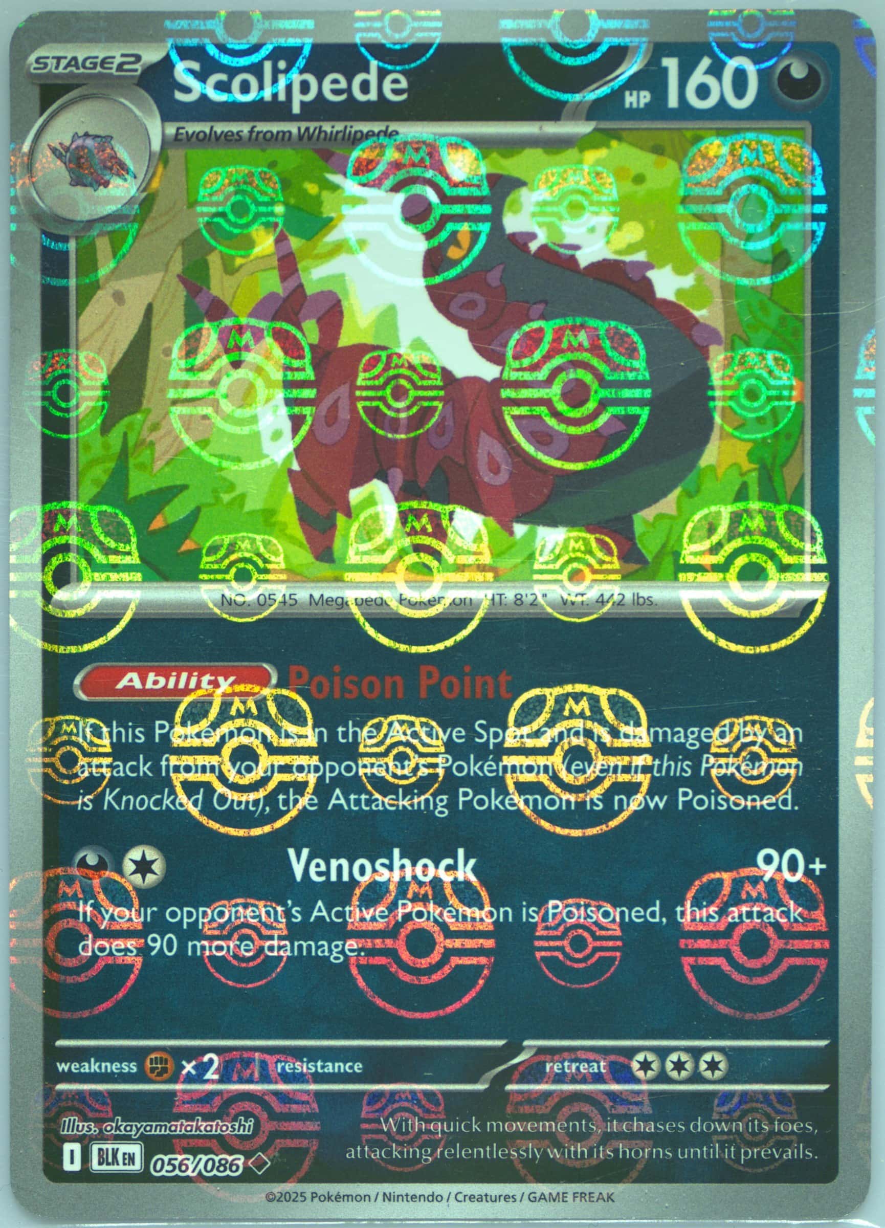 Scolipede (Master Ball Pattern) 056/086 card from SV: Black Bolt