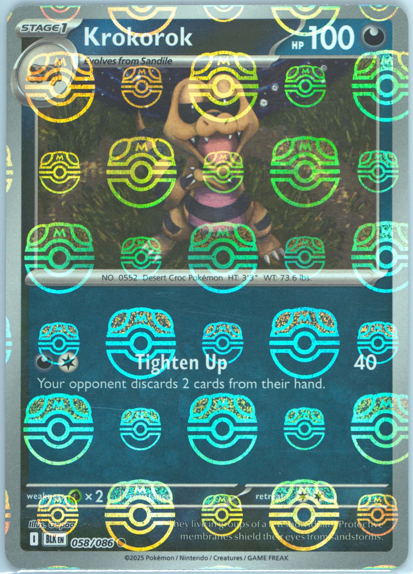 Krokorok (Master Ball Pattern) 058/086 card from SV: Black Bolt
