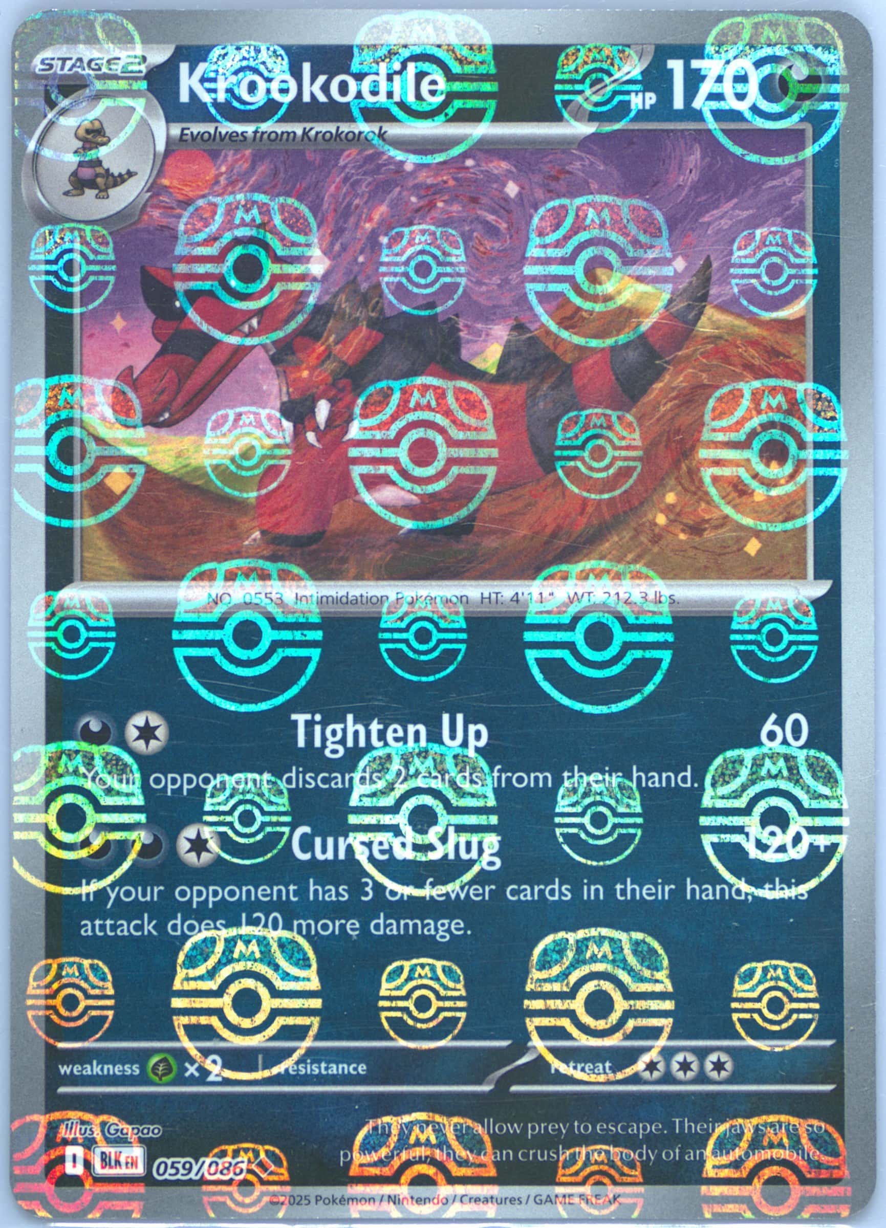 Krookodile (Master Ball Pattern) 059/086 card from SV: Black Bolt