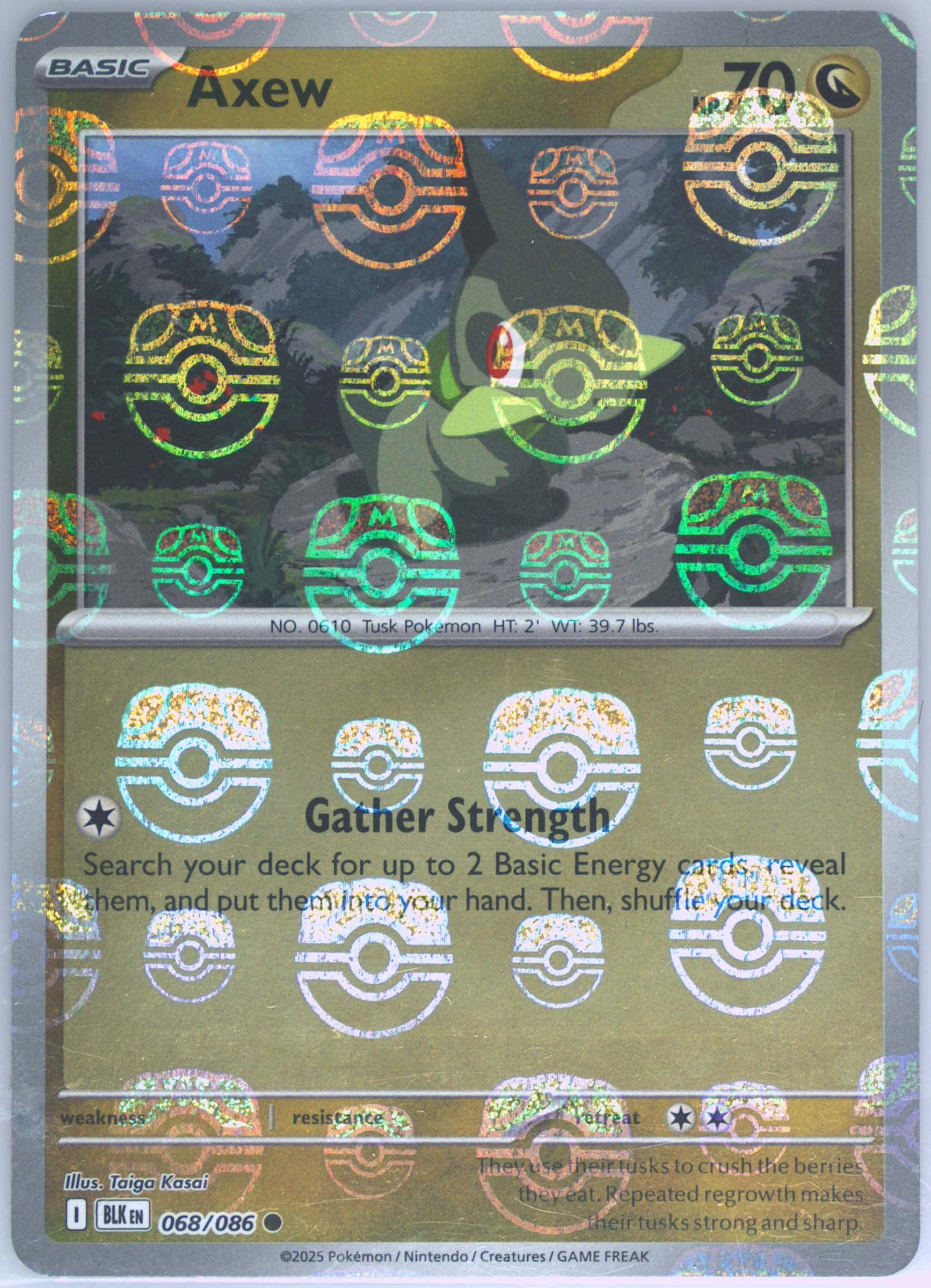 Axew (Master Ball Pattern) 068/086 card from SV: Black Bolt