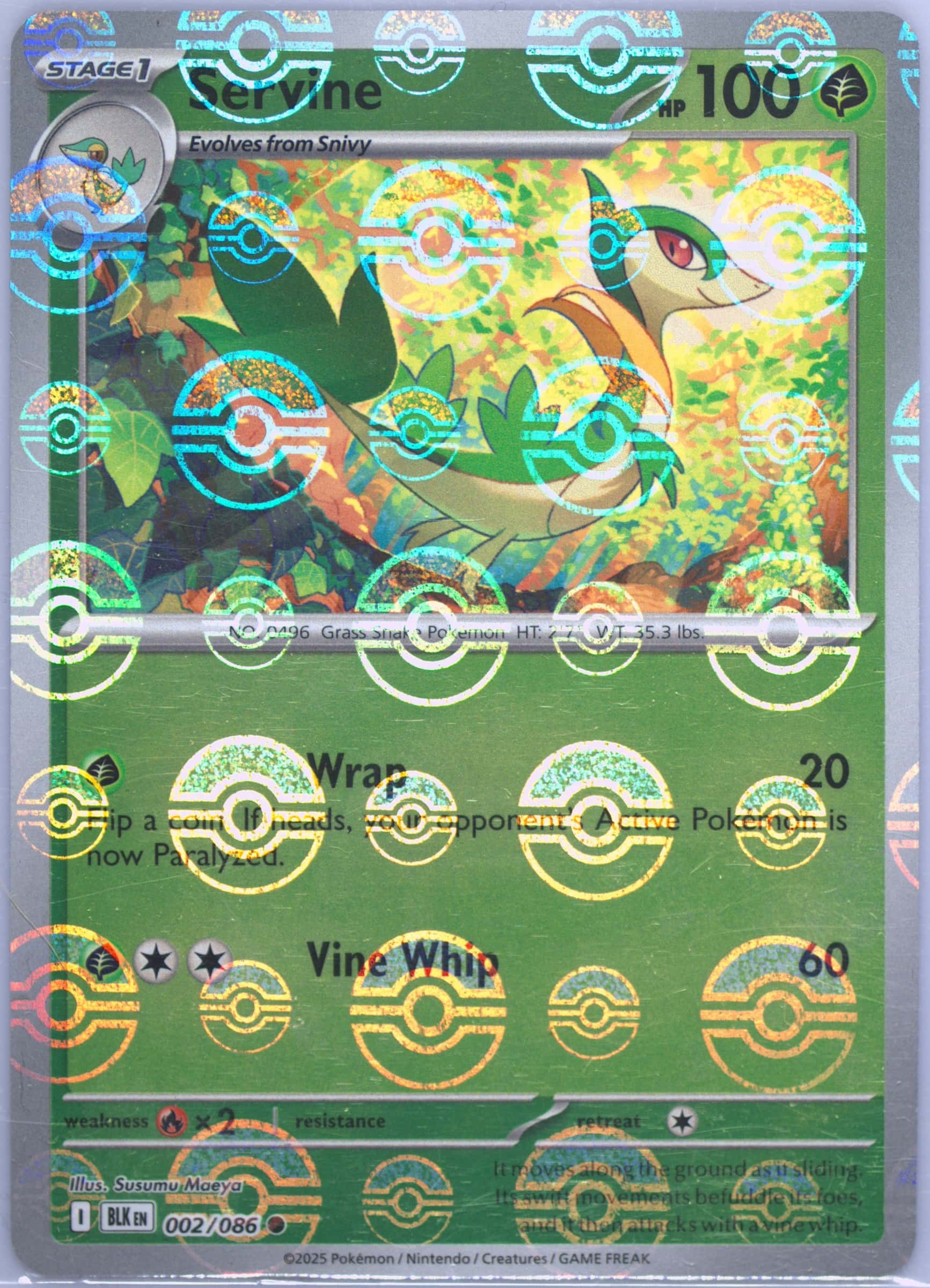 Servine (Poke Ball Pattern) 002/086 card from SV: Black Bolt