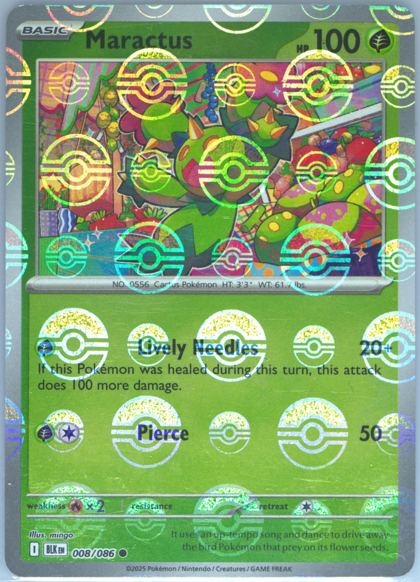 Maractus (Poke Ball Pattern) 008/086 card from SV: Black Bolt