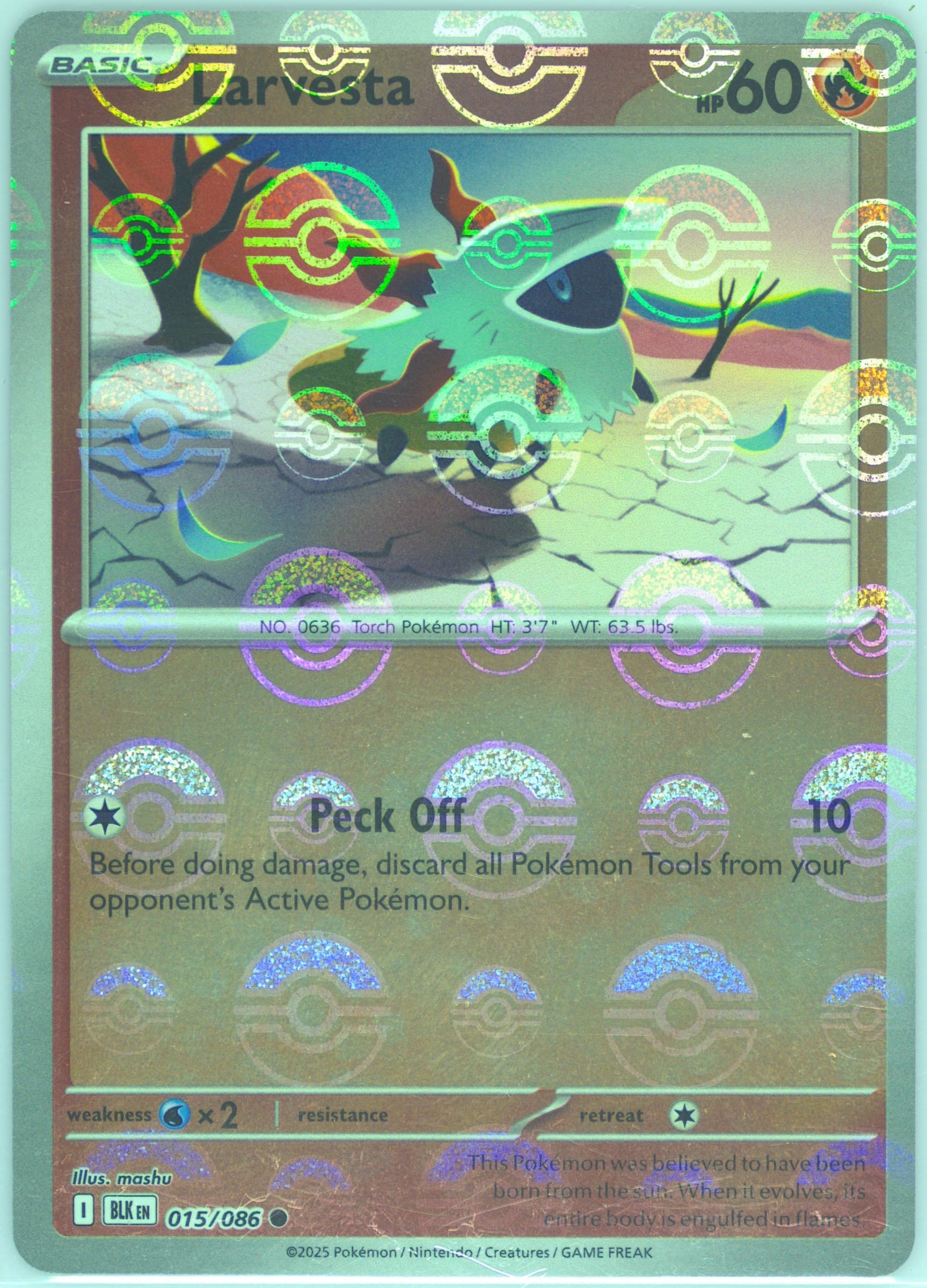 Larvesta (Poke Ball Pattern) 015/086 card from SV: Black Bolt