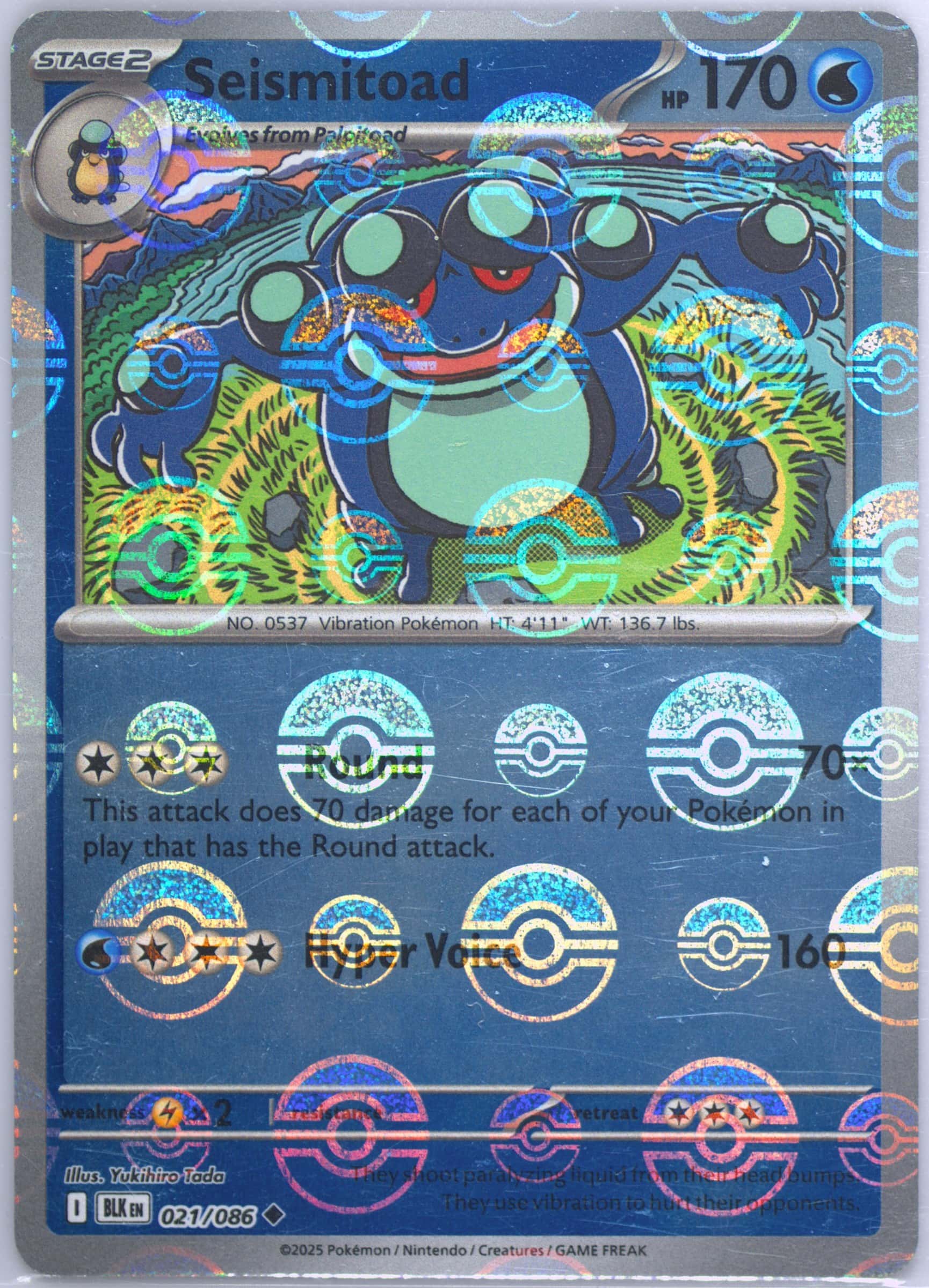 Seismitoad (Poke Ball Pattern) 021/086 card from SV: Black Bolt