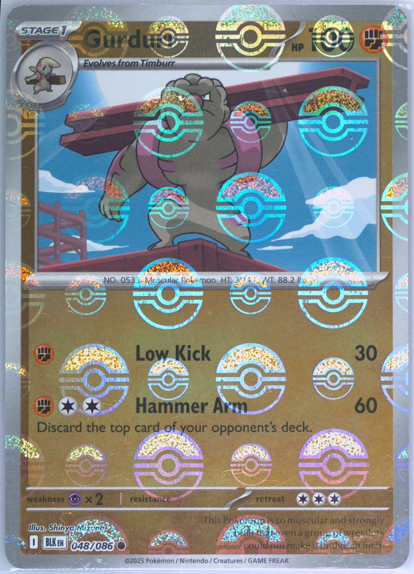Gurdurr (Poke Ball Pattern) 048/086 card from SV: Black Bolt