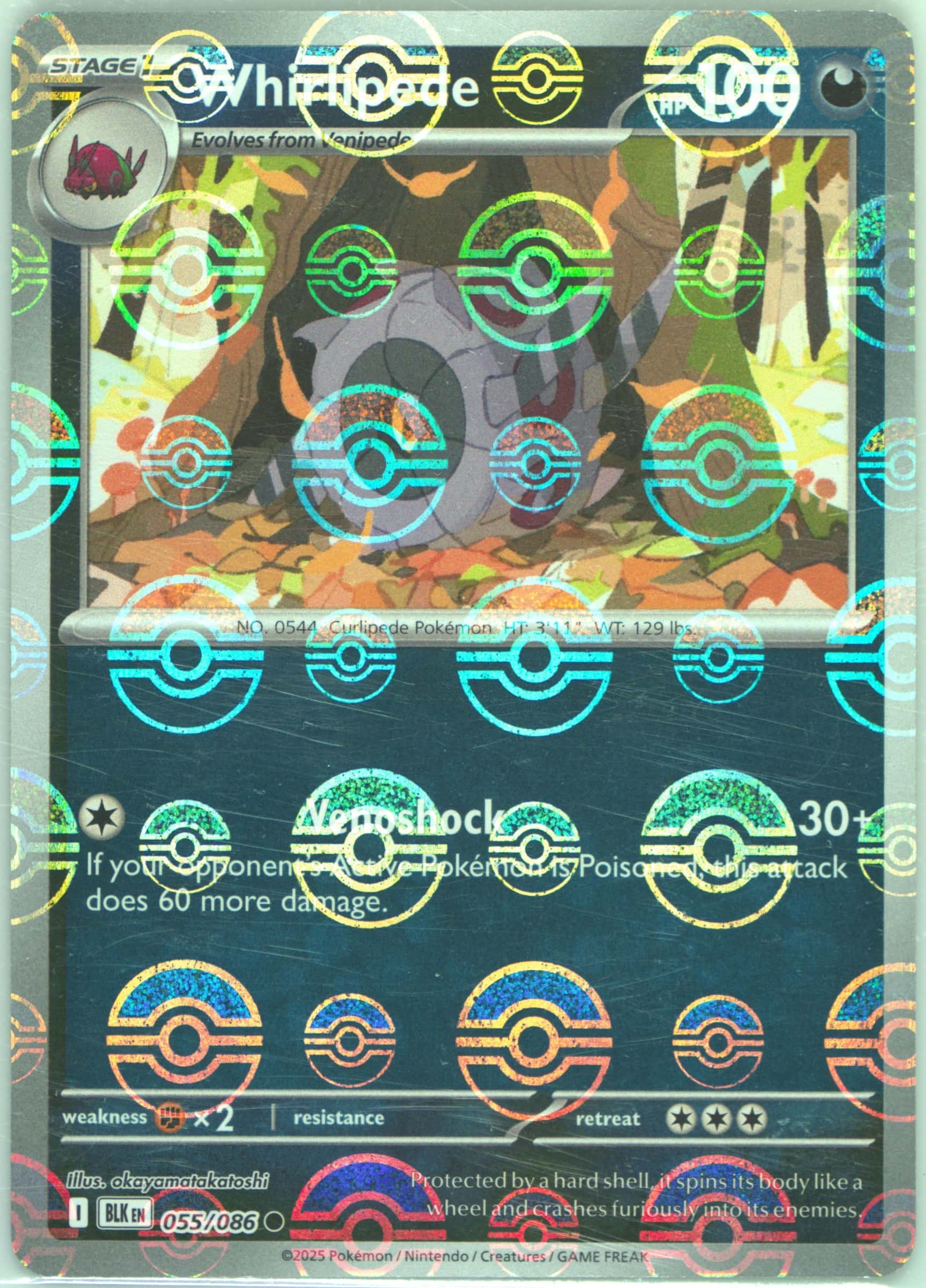 Whirlipede (Poke Ball Pattern) 055/086 card from SV: Black Bolt