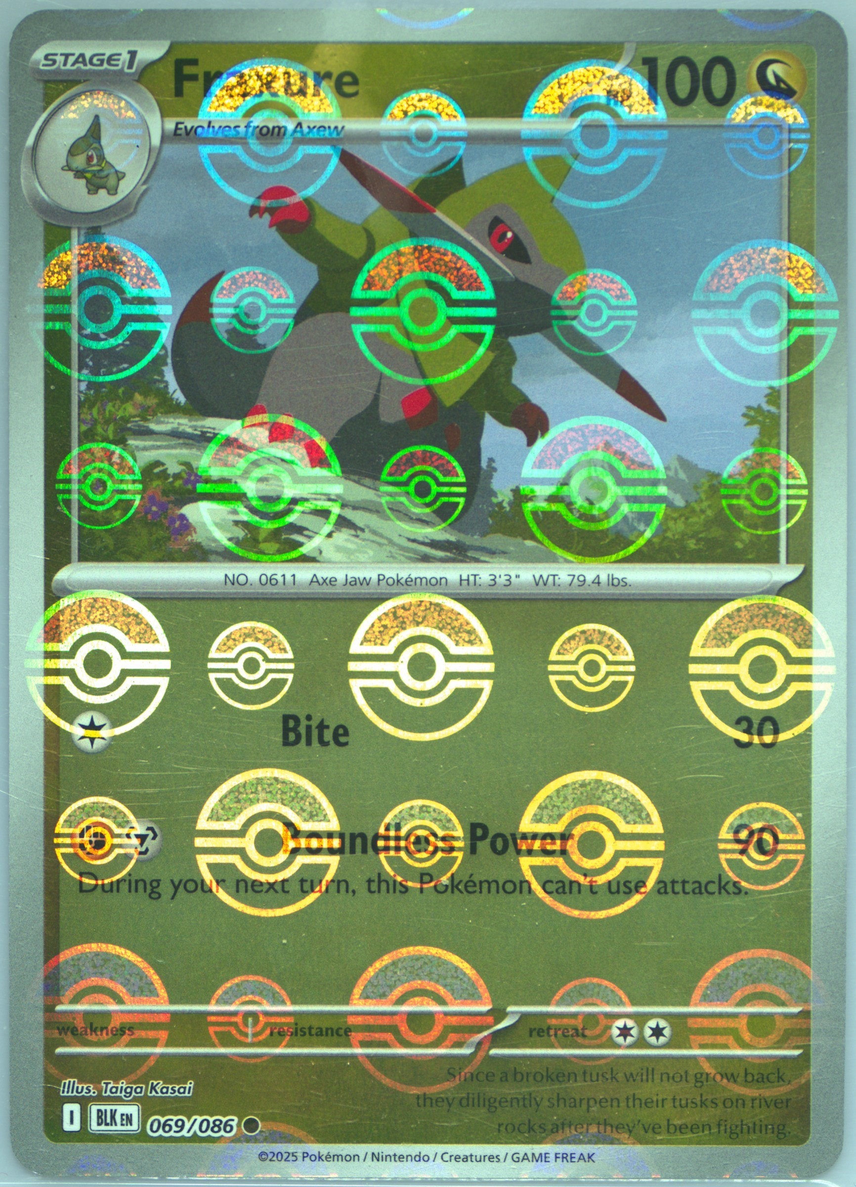 Fraxure (Poke Ball Pattern) 069/086 card from SV: Black Bolt